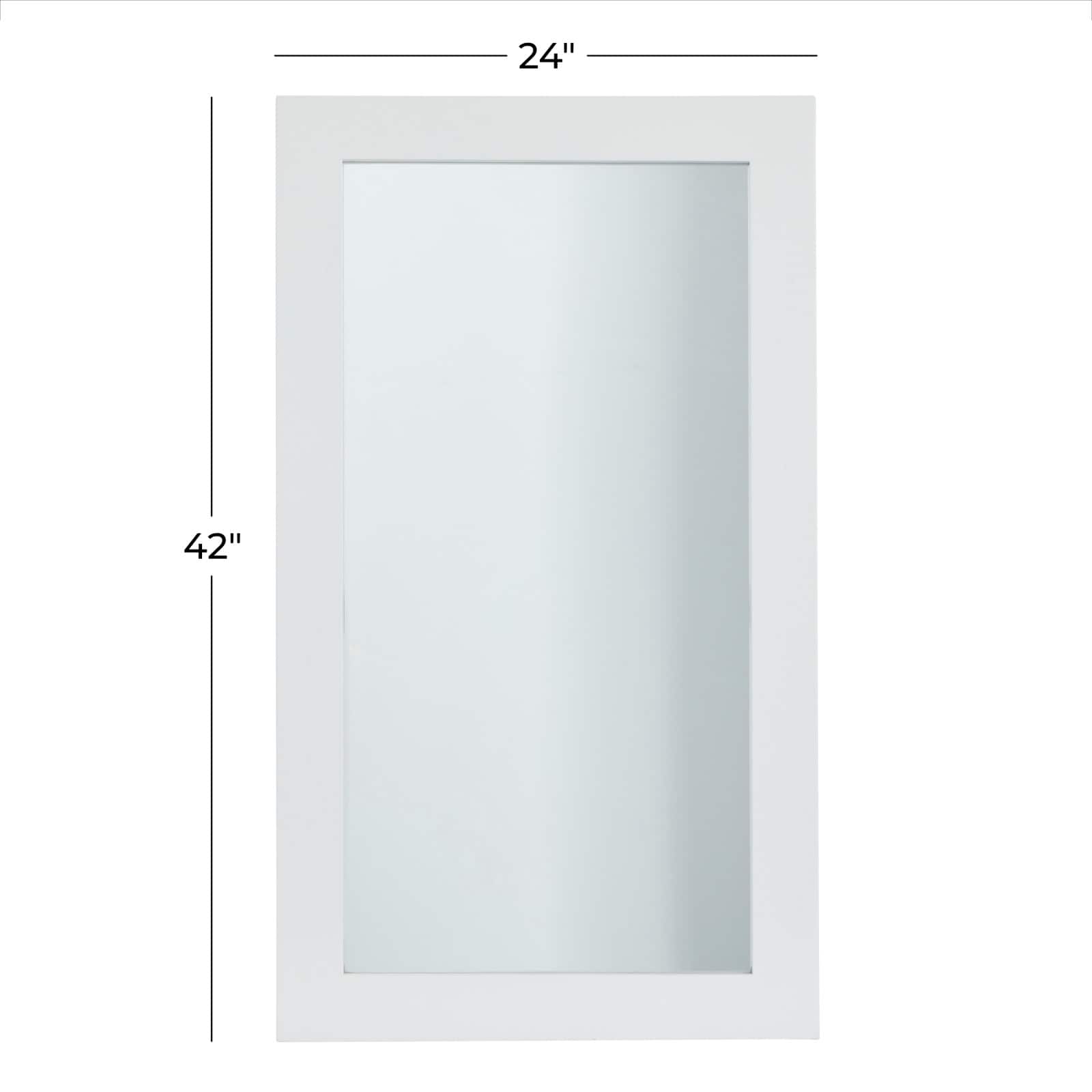 White Wood Contemporary Wall Mirror 24" x 42"