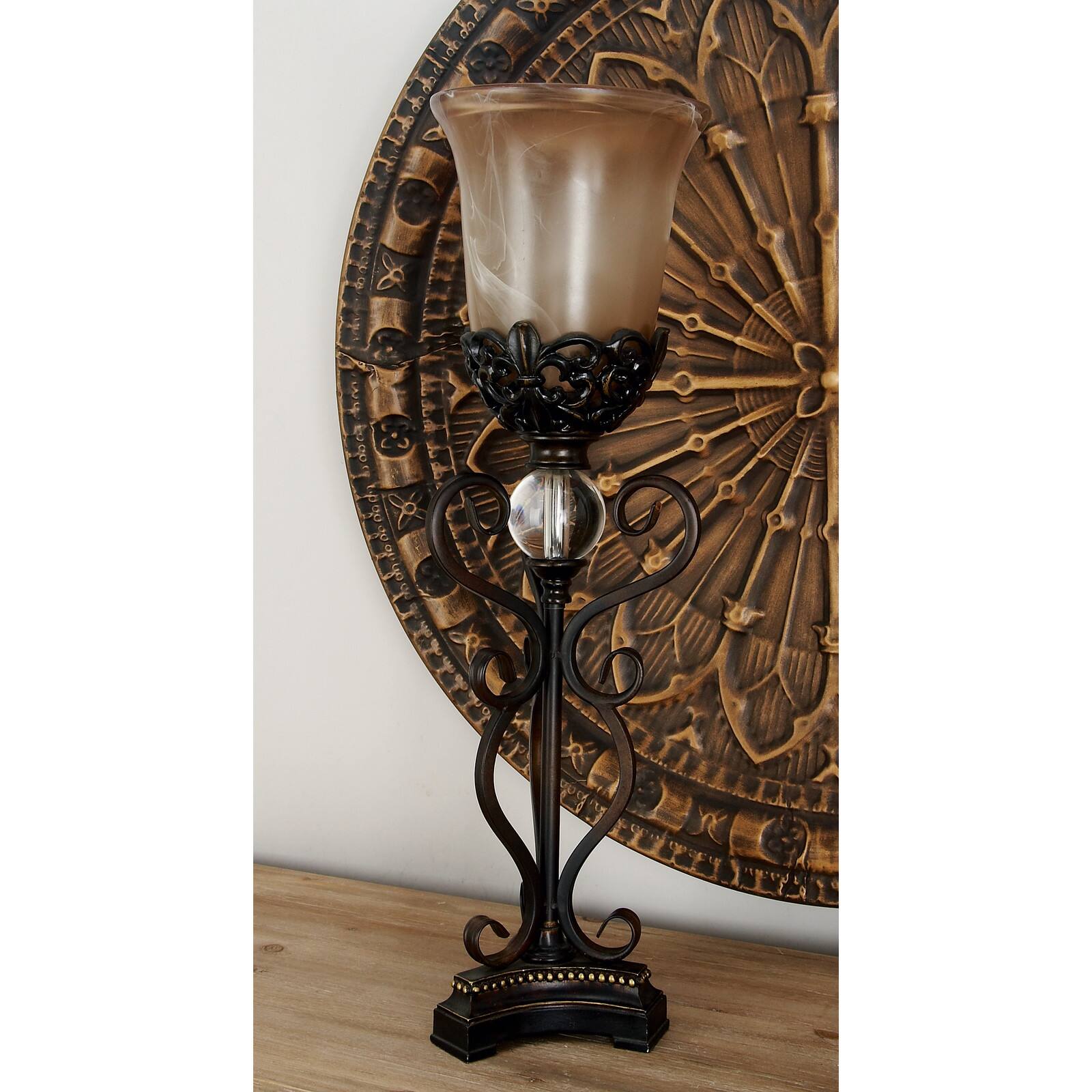 Set of 2" Brown Metal Mediterranean Uplight