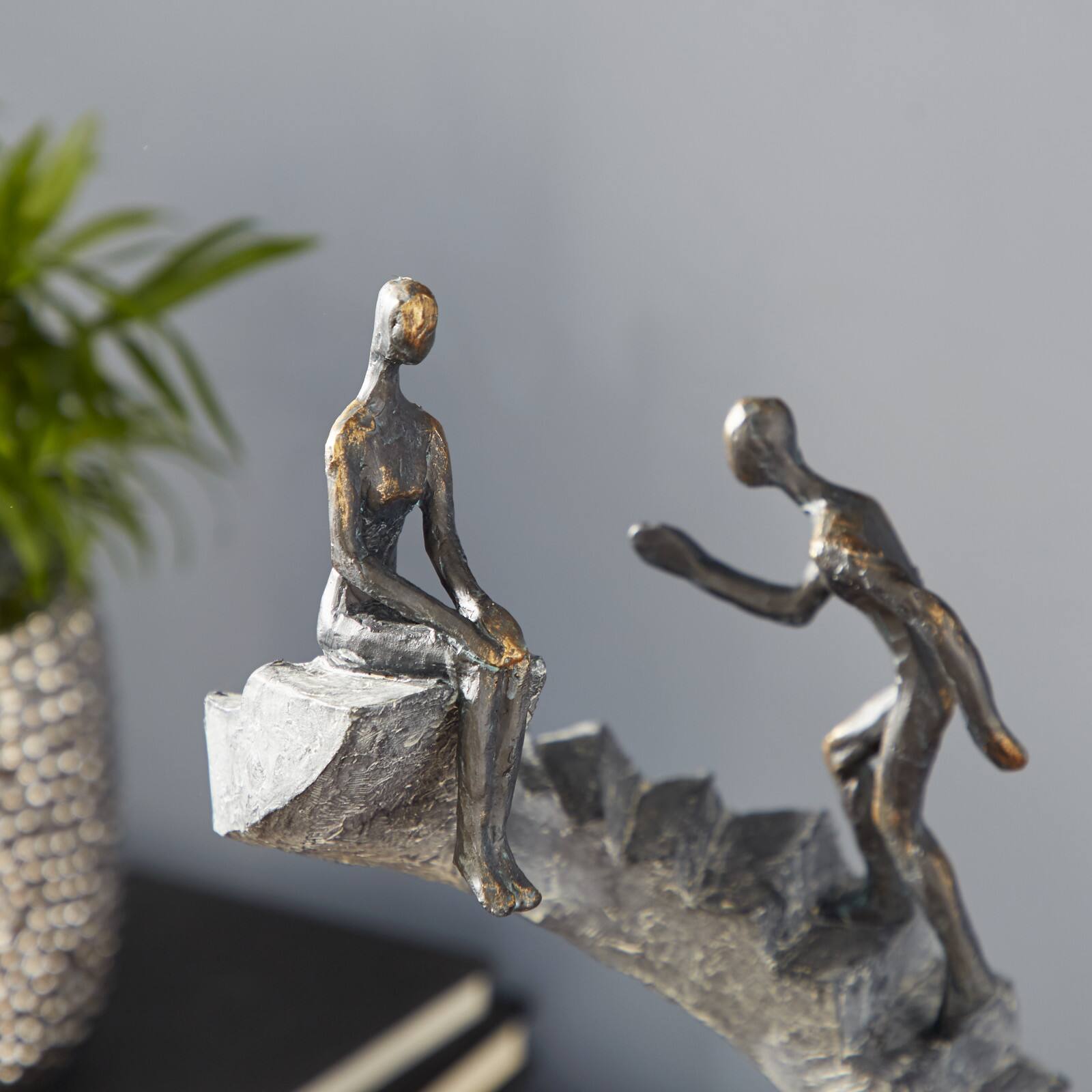 14" Black Modern Couple Sculpture