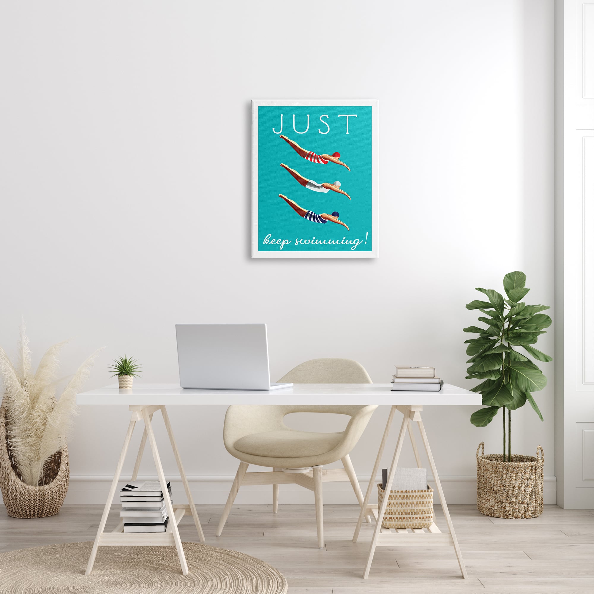 Stupell Industries Trio of Female Divers Just Keep Swimming Phrase Canvas Wall Art
