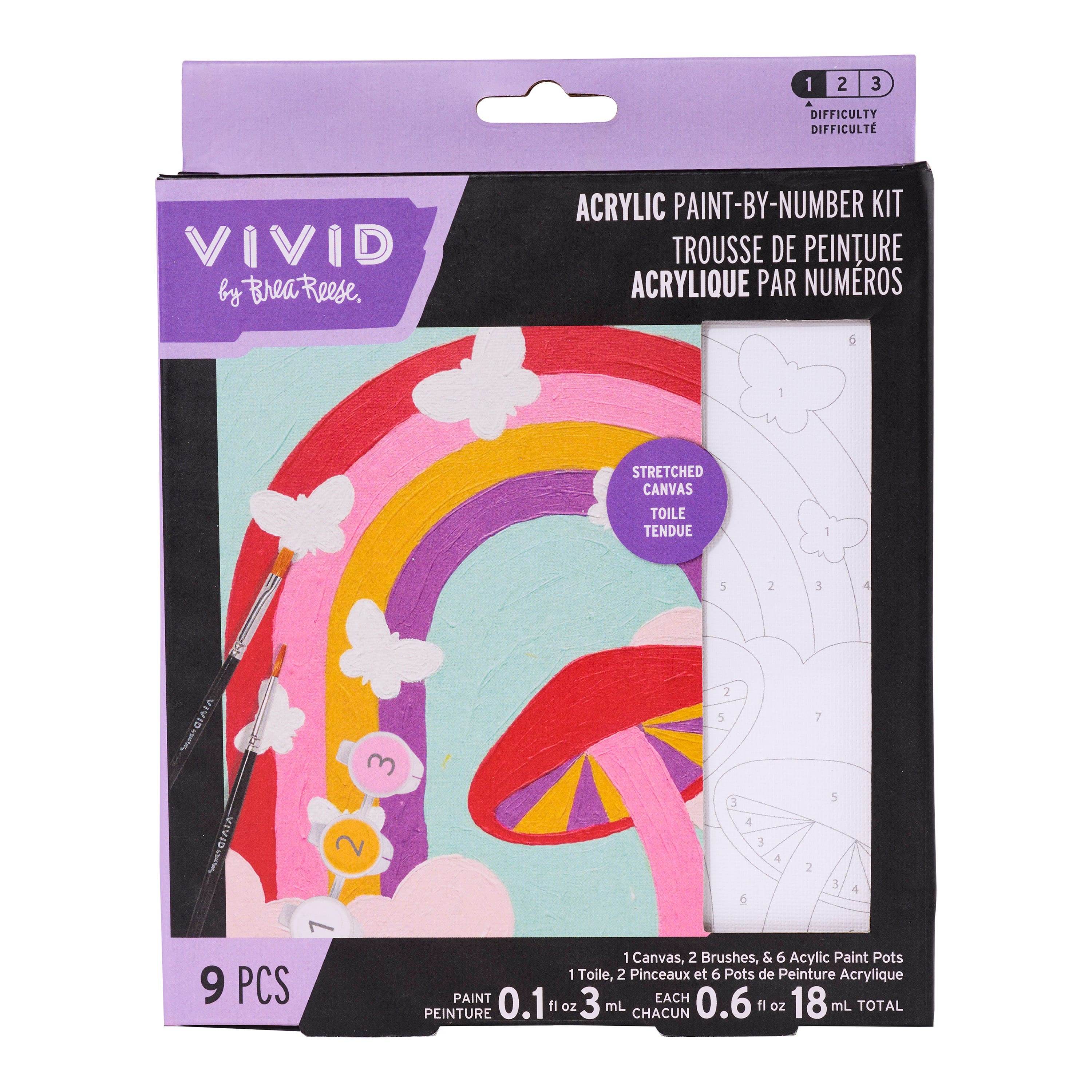 Vivid by Brea Reese® Spring Rainbow Acrylic Paint-by-Number Kit