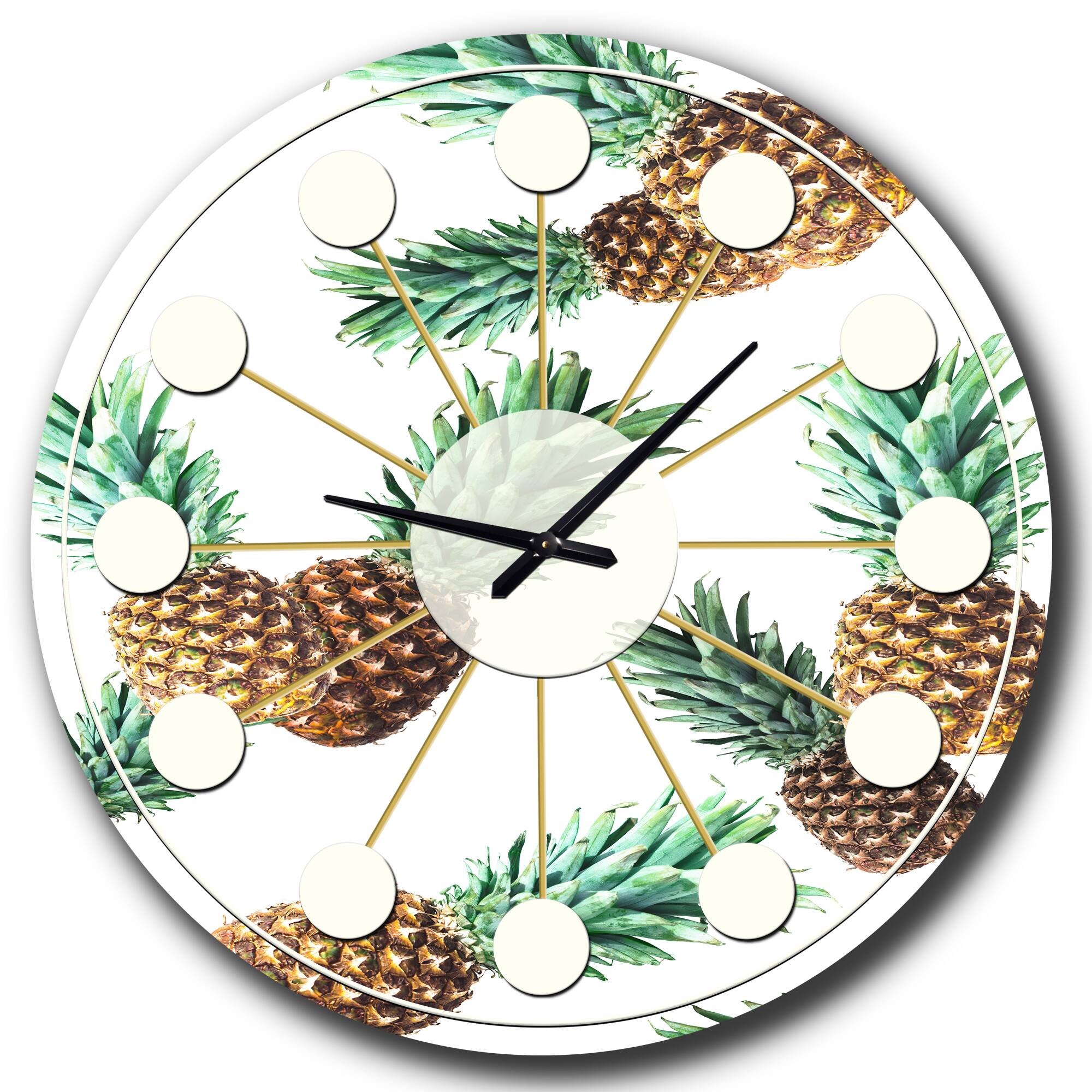 Designart 'Pineapple Summer Bliss V Mid-Century Modern Wall Clock