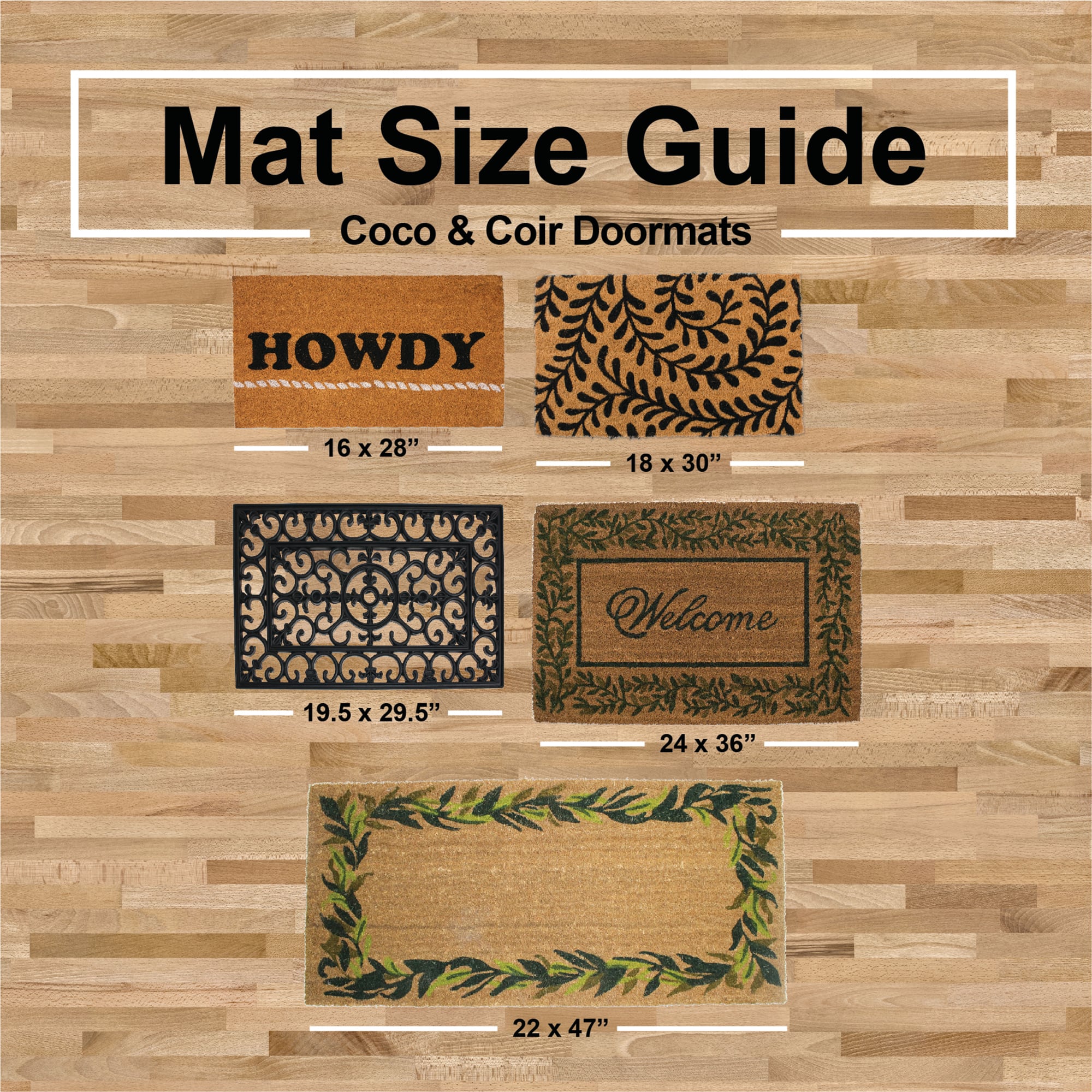 DII® Natural Ferns Vinyl Back Coir Doormat