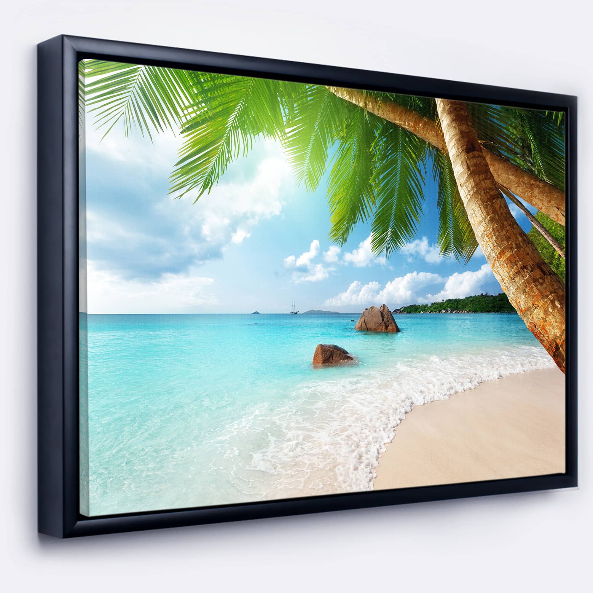 Designart - Praslin Island Seychelles Beach - Seashore Photo Framed Canvas Print