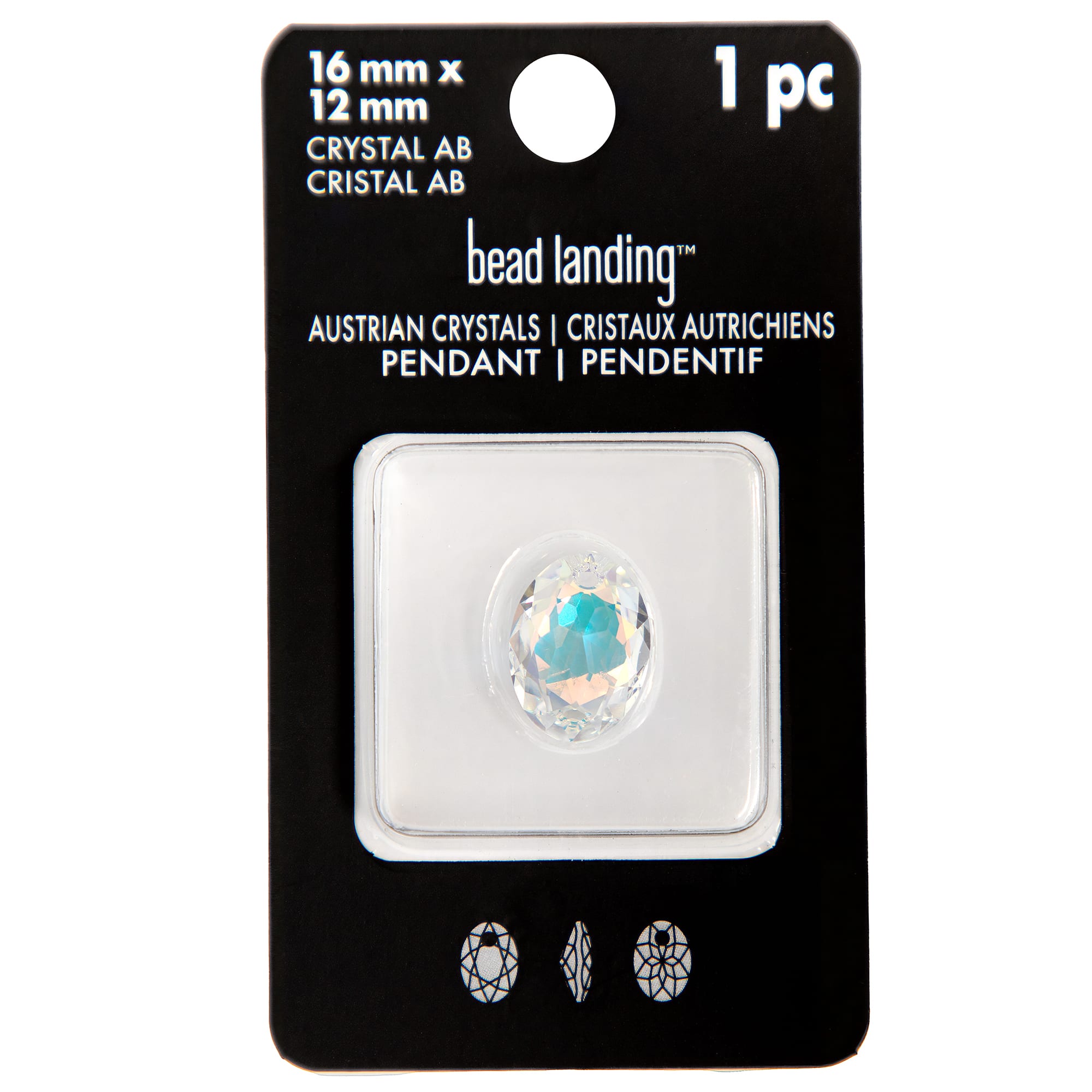 16mm Crystal AB Elliptical Austrian Crystal Pendant by Bead Landing™