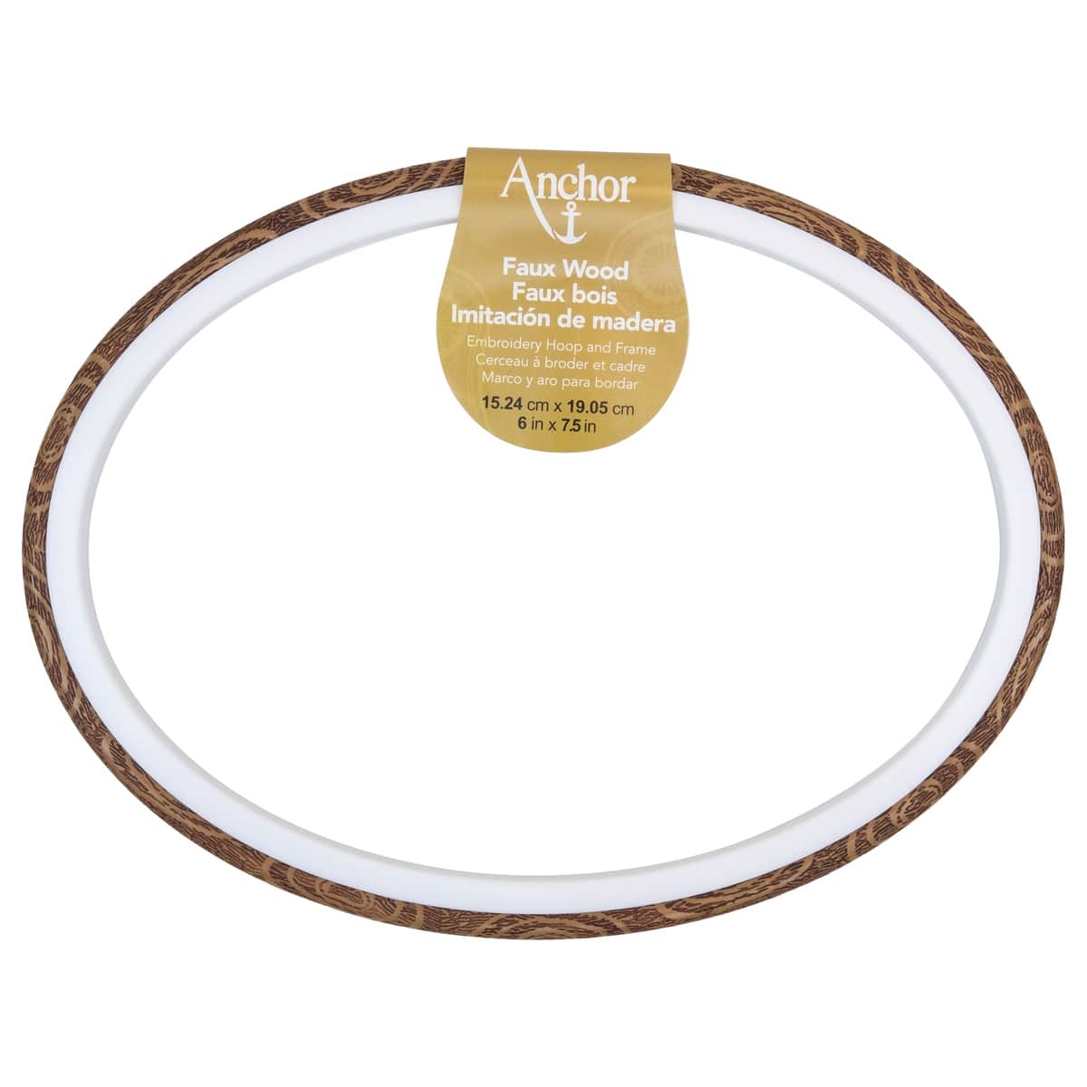 Anchor® 7.5" Faux Wood Oval Embroidery Hoop & Frame