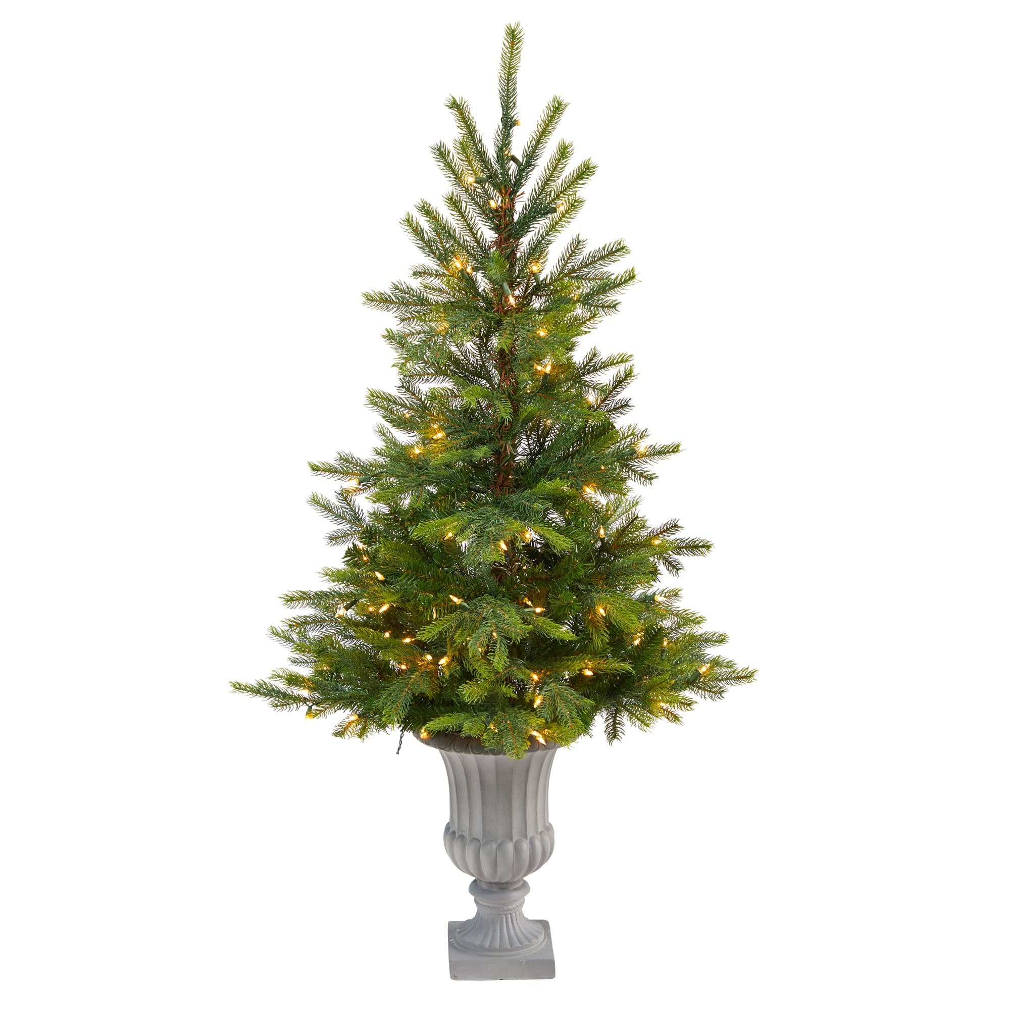 56in. Pre-Lit North Carolina Spruce Artificial Christmas Tree In Decorative Urn, Clear Lights