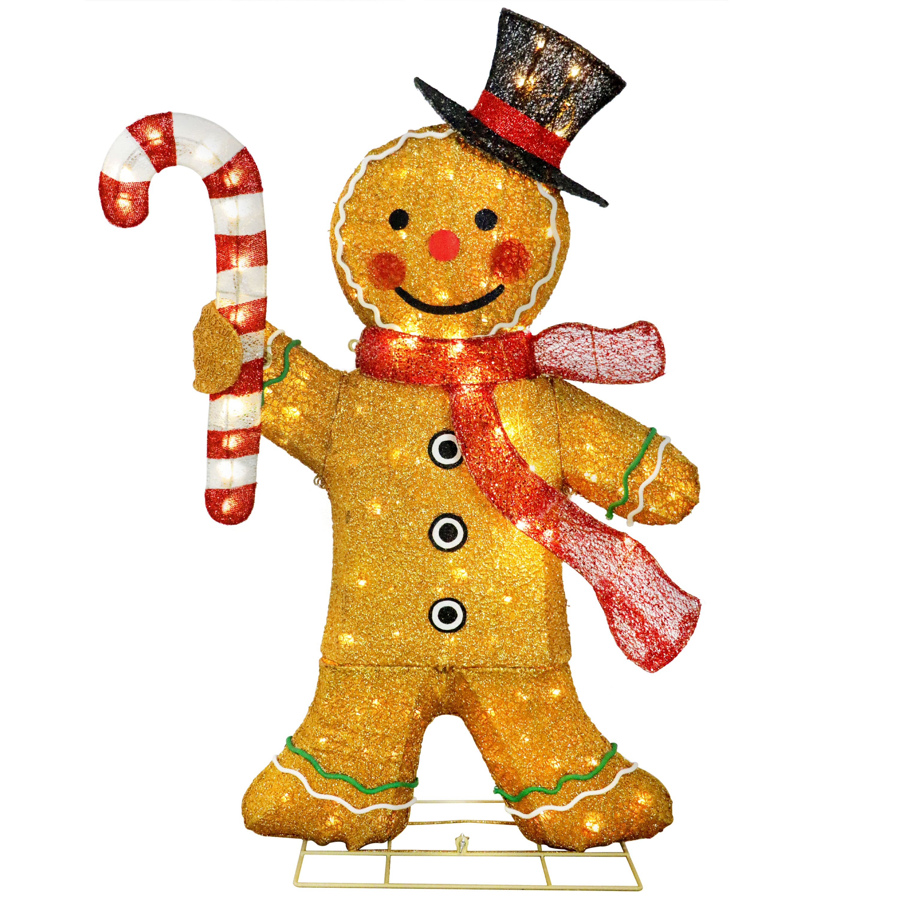 Puleo International 50" Pre-Lit Gingerbread Man Christmas Holiday Décor with Warm White LED Lights