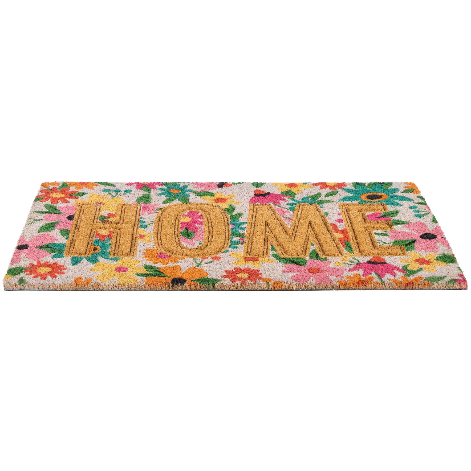 Pink & Orange Floral Home Doormat