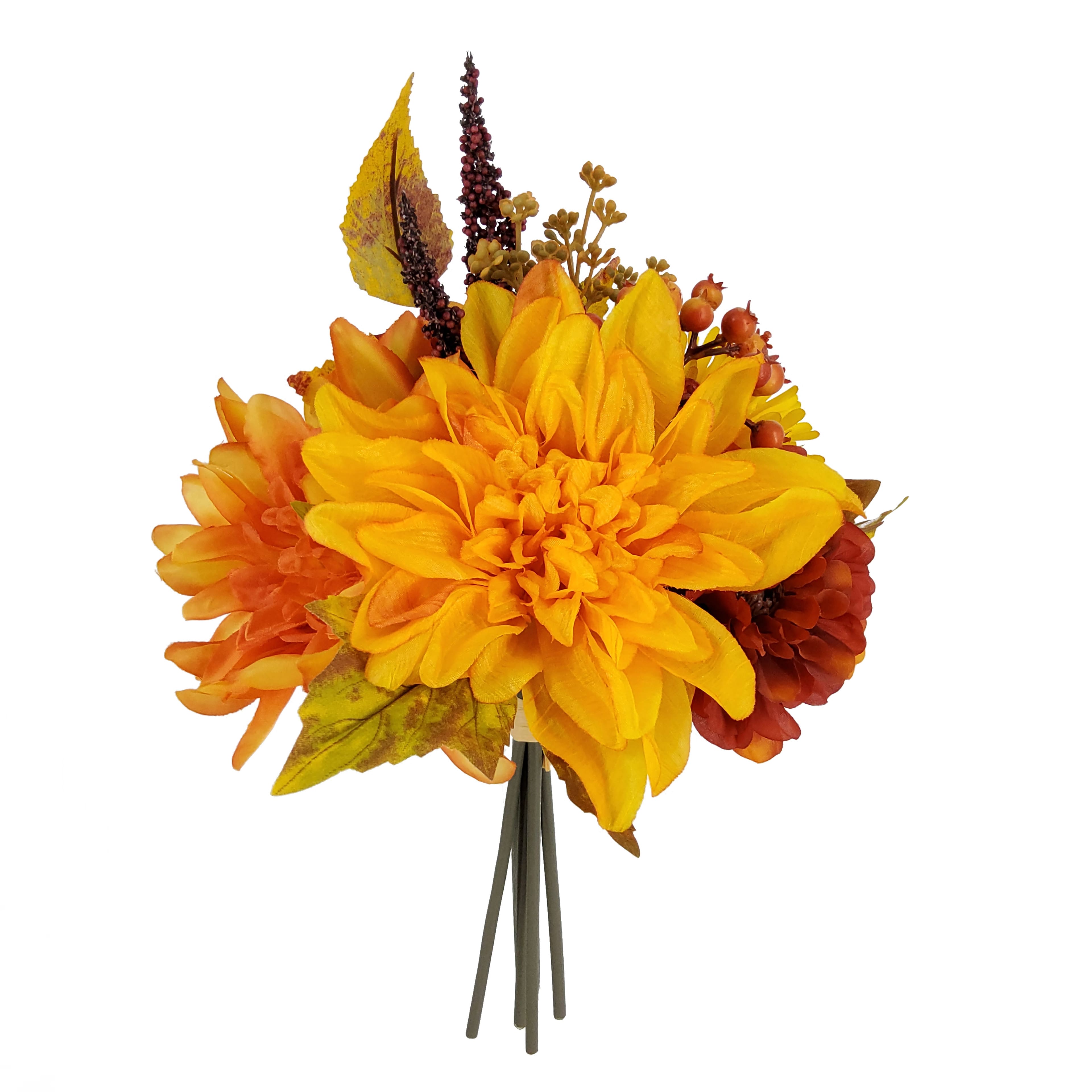 12" Yellow Dahlia & Leaf Bouquet by Ashland®