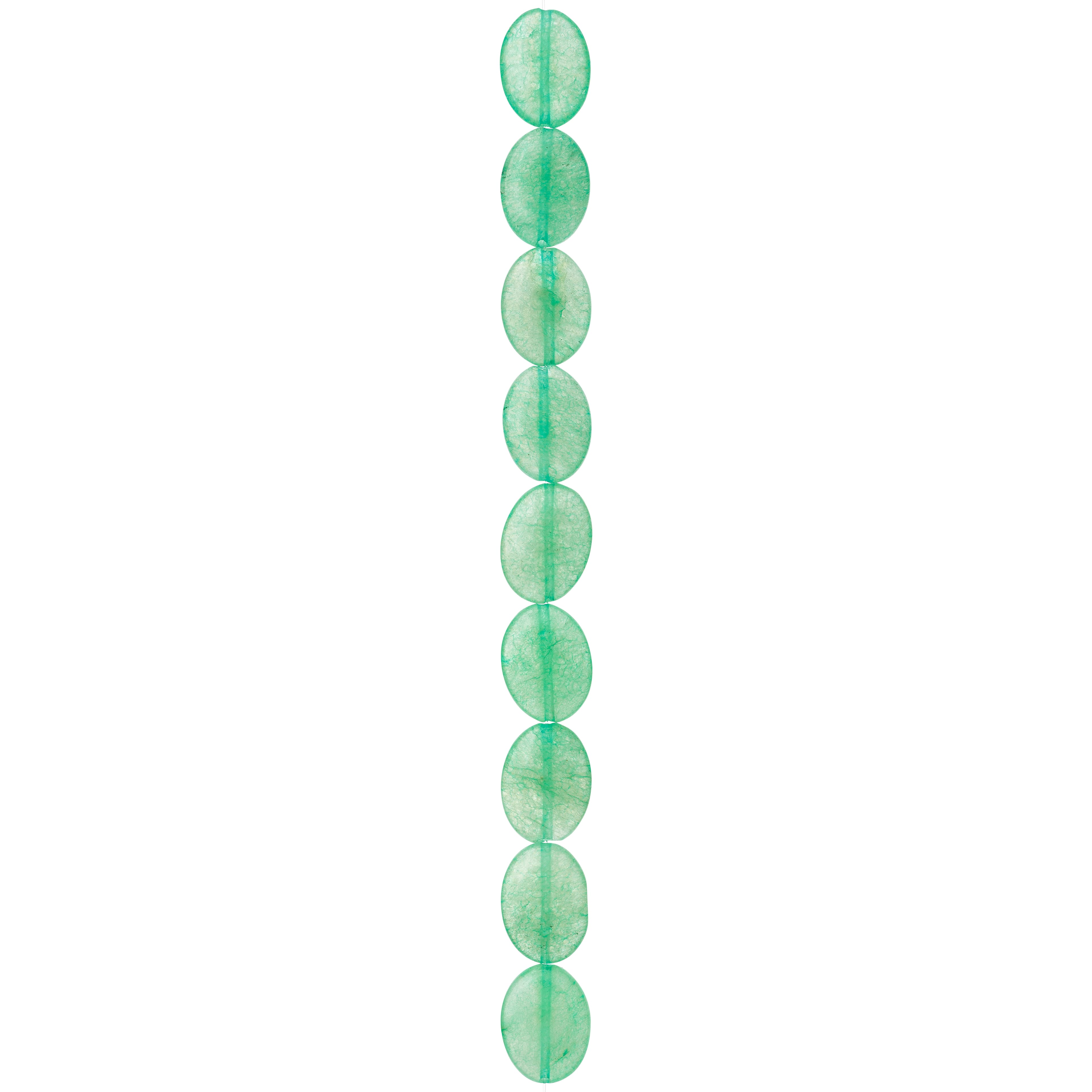 12 Pack:  Green Oval Quartzite Beads, 20mm by Bead Landing™