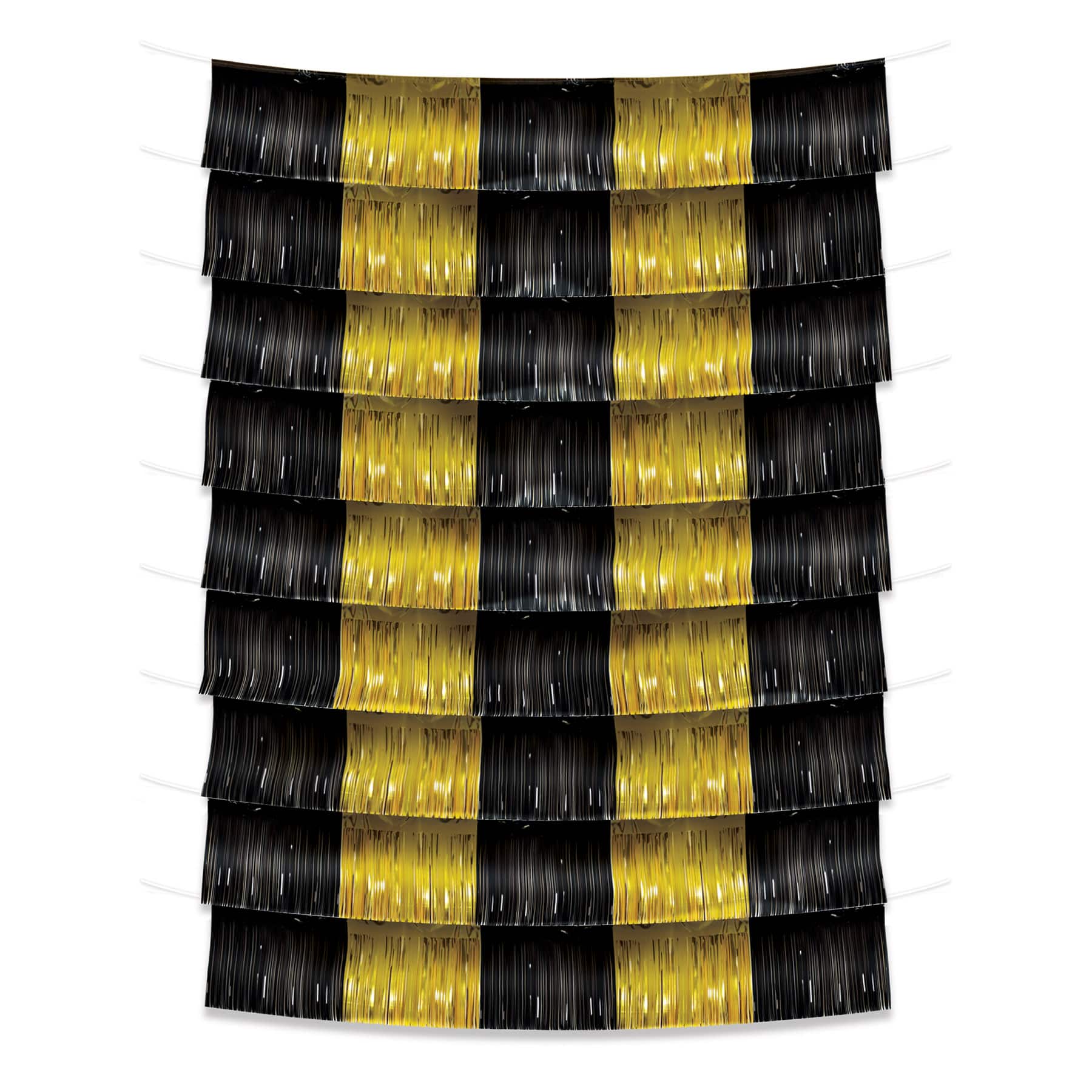 Beistle Black and Gold Metallic Fringe Garland Backdrop