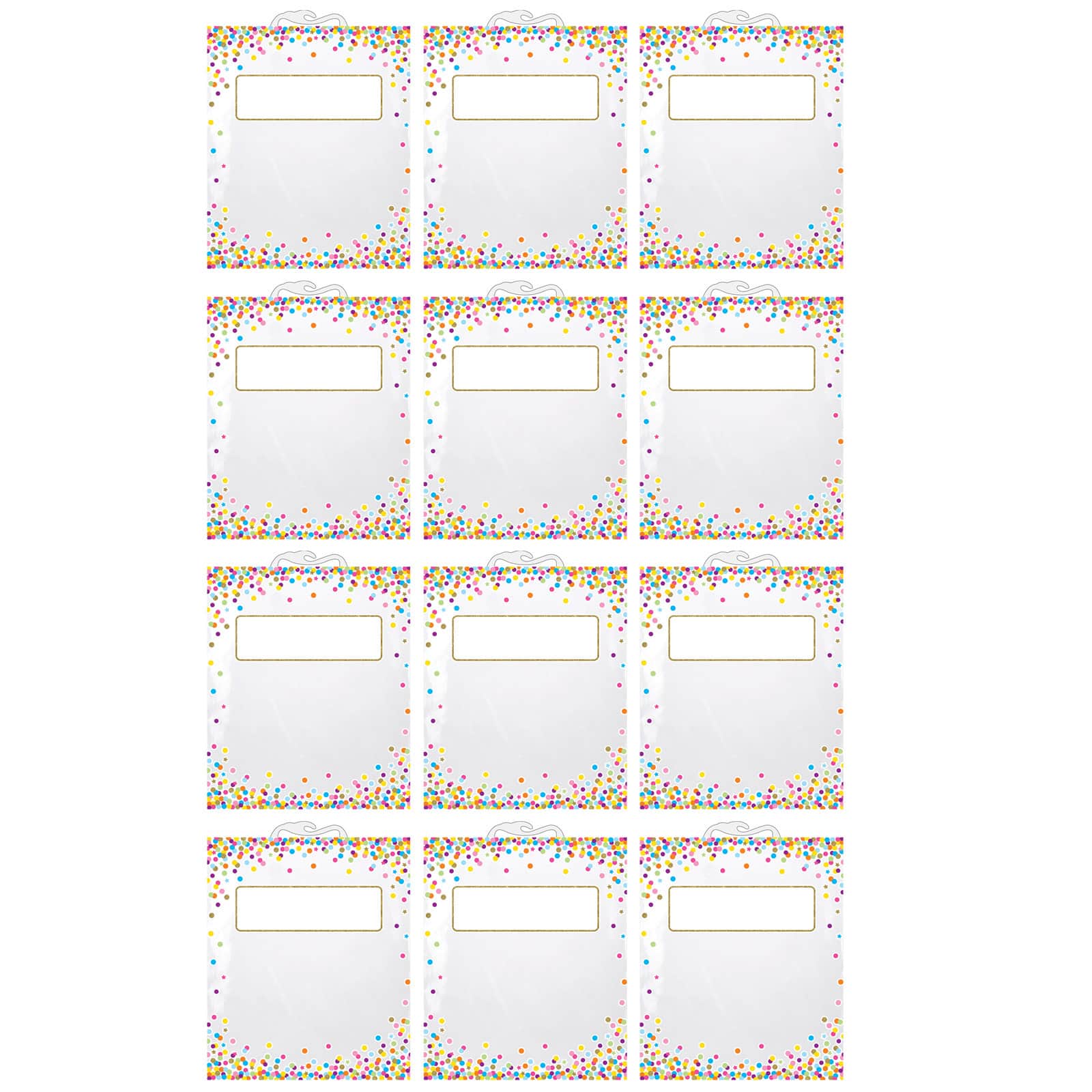 Ashley Productions® 10.5" x 12.5" Hanging Confetti Pattern Storage/Book Bags, 12ct.