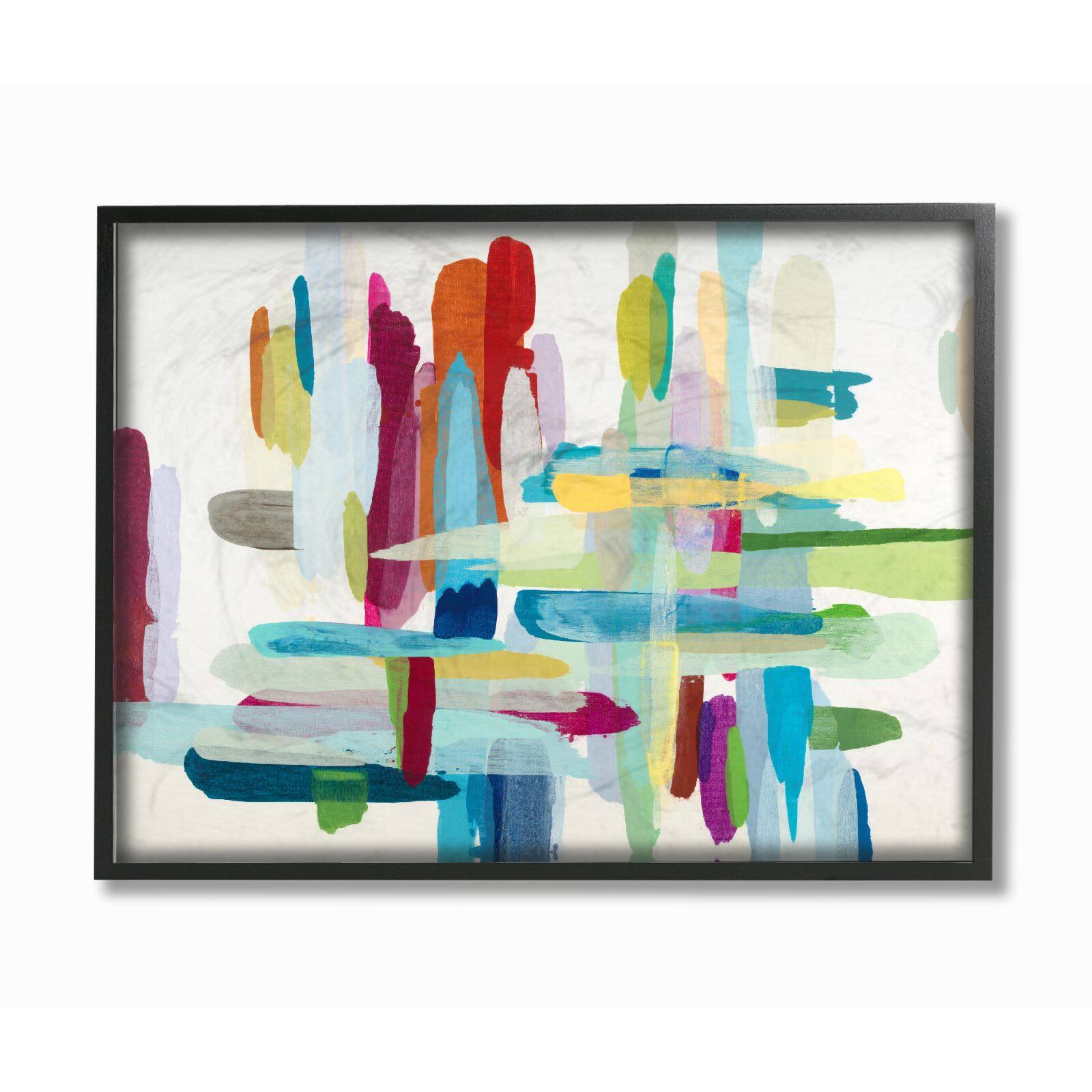Stupell Industries Colorful Cross Hatch Abstraction Black Framed Wall Art