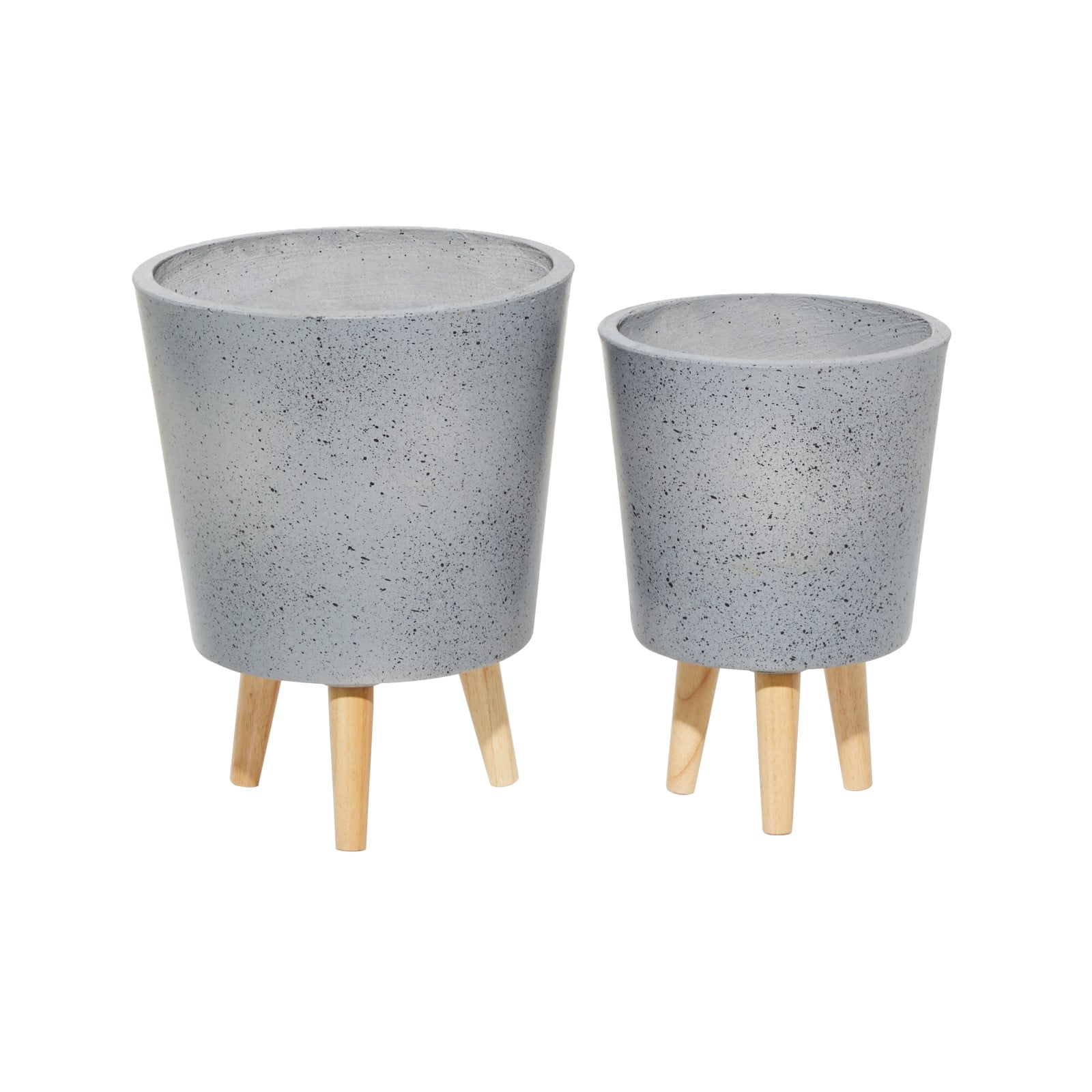 Set of 2 Grey MgO Contemporary Planter 14", 16"