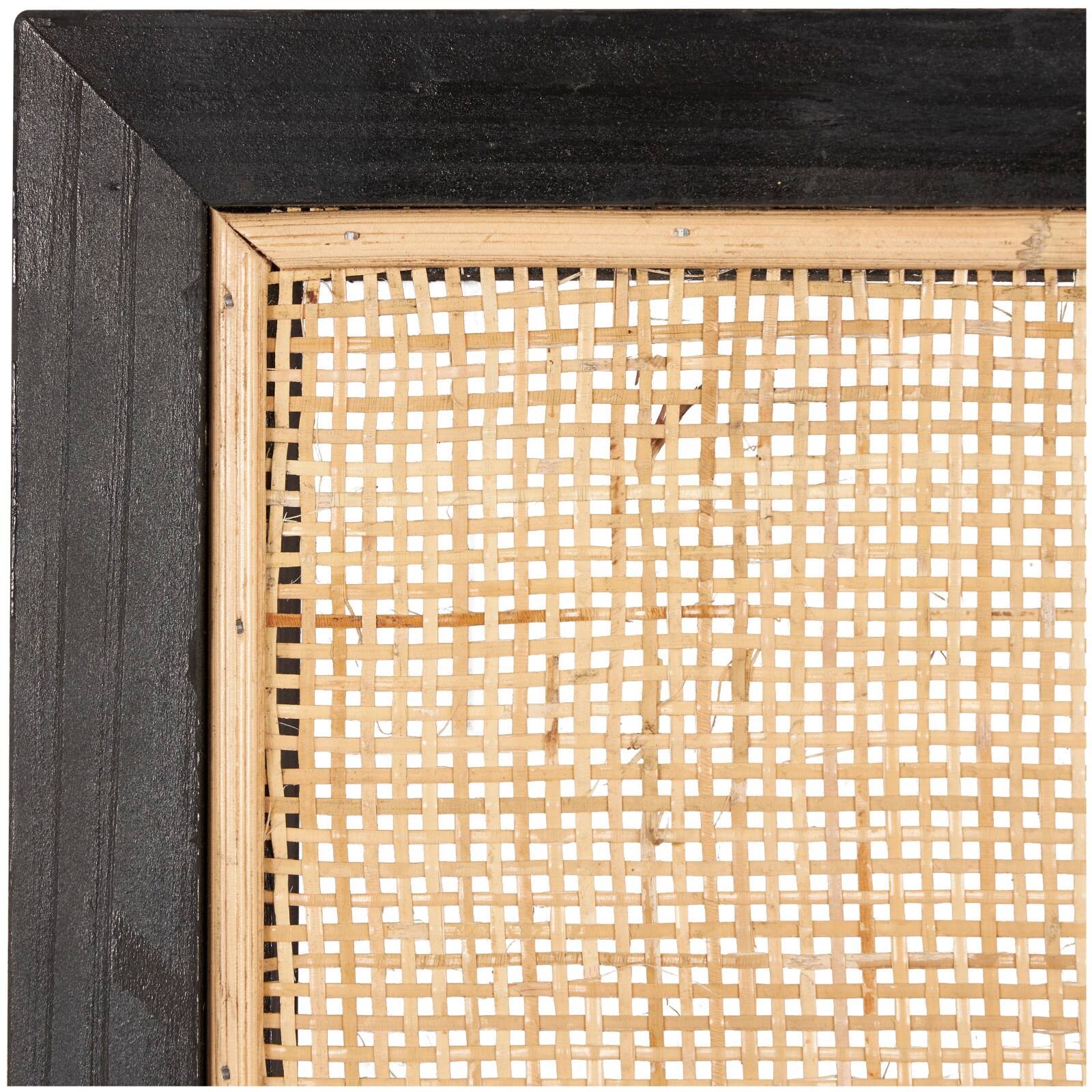 42" Brown Rattan Wall Mirror with Black Accent Frame