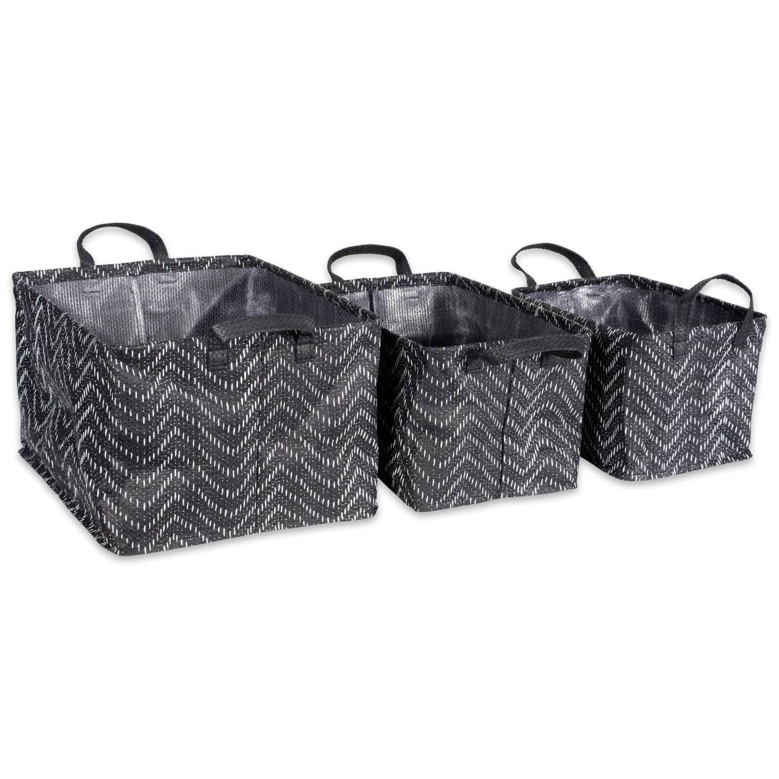 DII® Black & White Tribal Chevron PE-Coated Woven Paper Laundry Bin Set