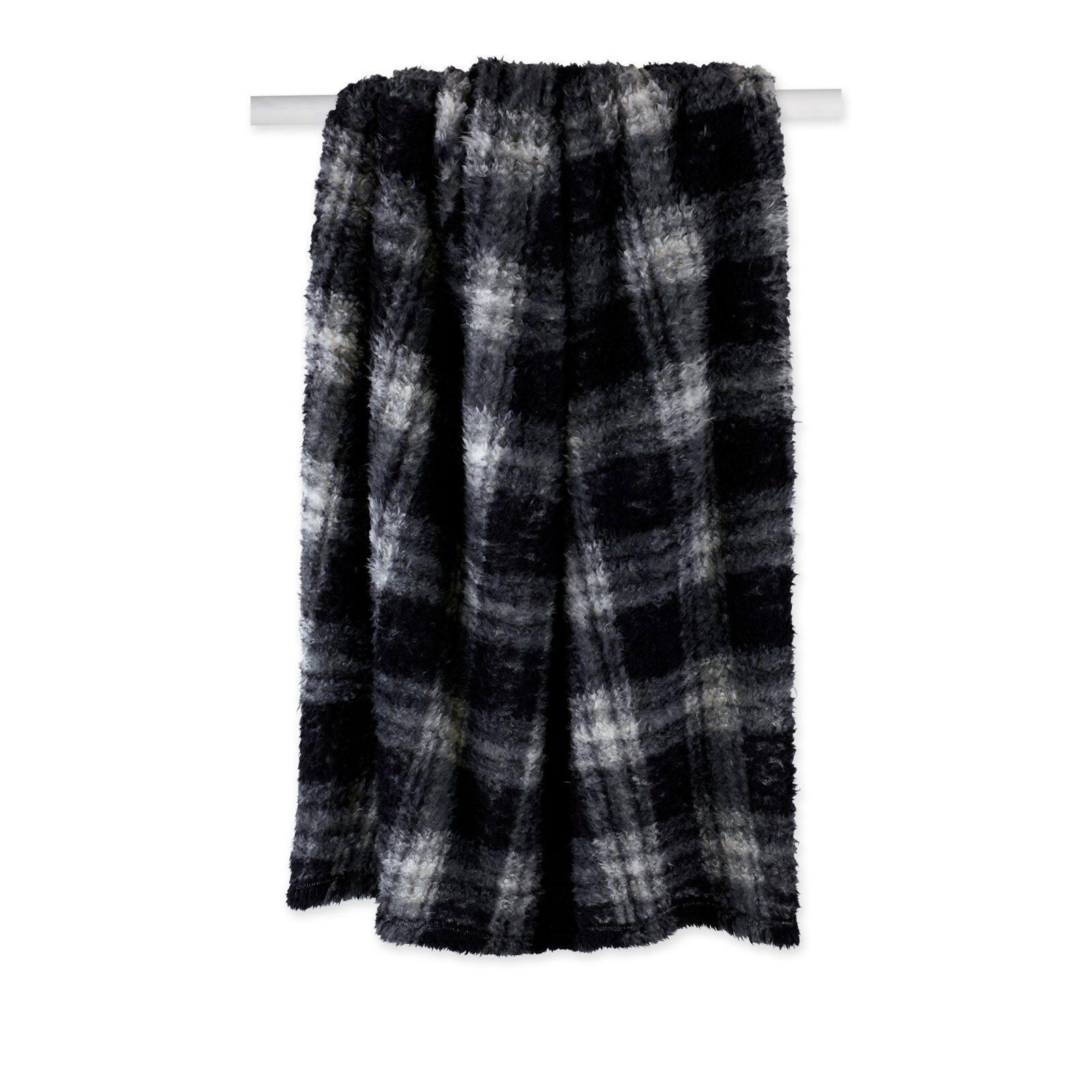 DII® Black Farmhouse Plush Plaid Throw