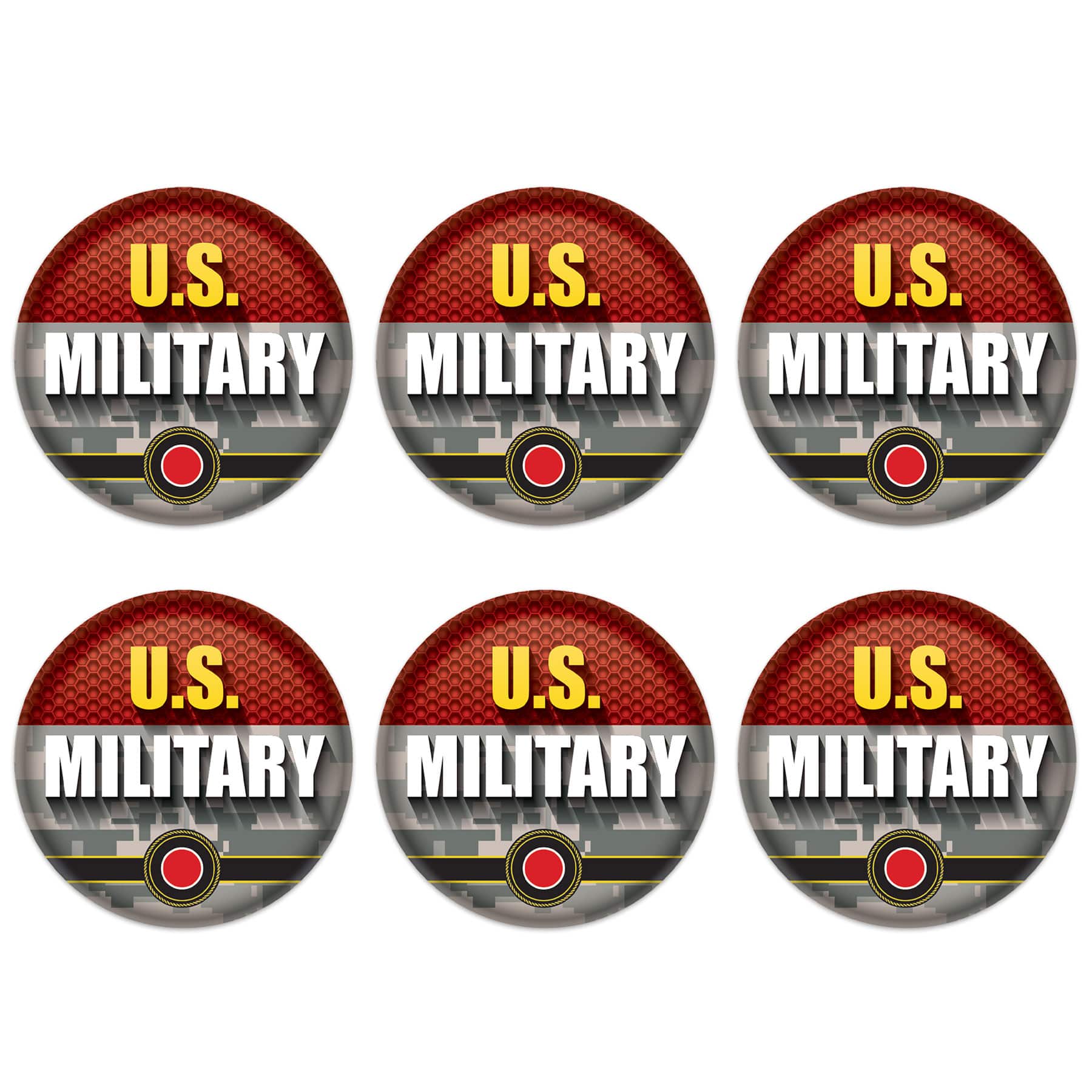 Beistle 2" Red Camouflage U.S. Military Buttons, 6ct.