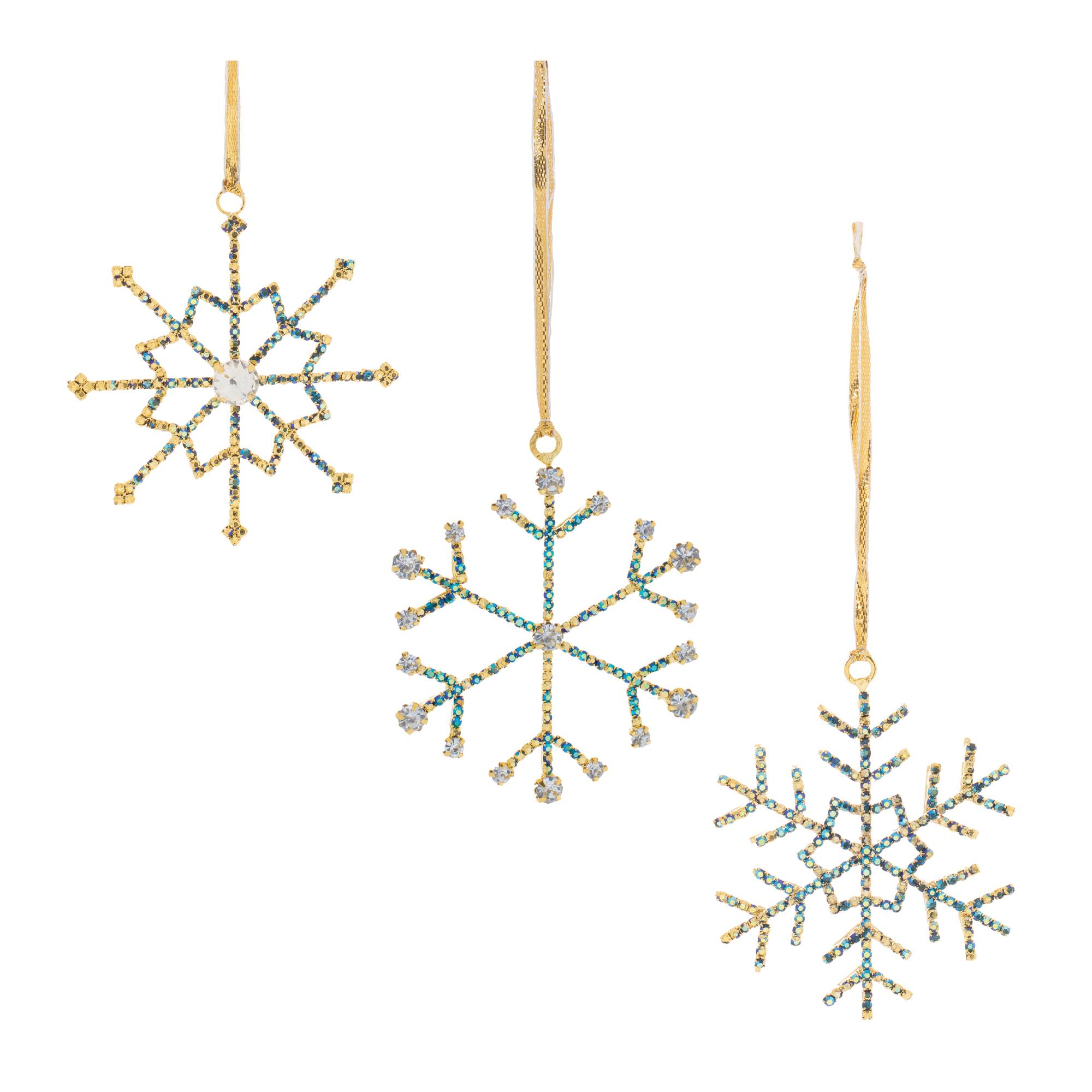 Melrose 3.5" Jeweled Metal Snowflake Ornaments Set
