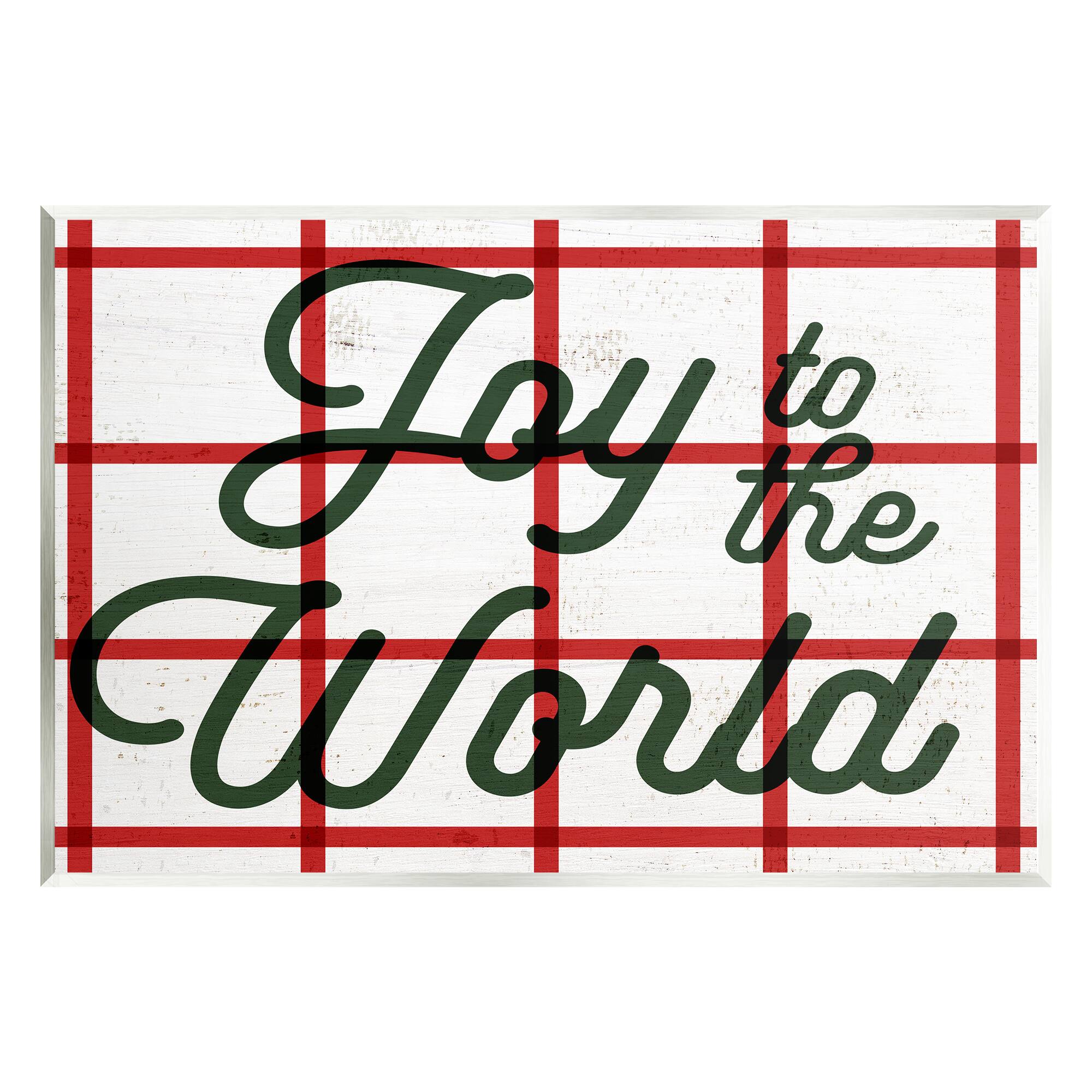 Stupell Industries Joy To The World Tartan Phrase Wall Plaque Art