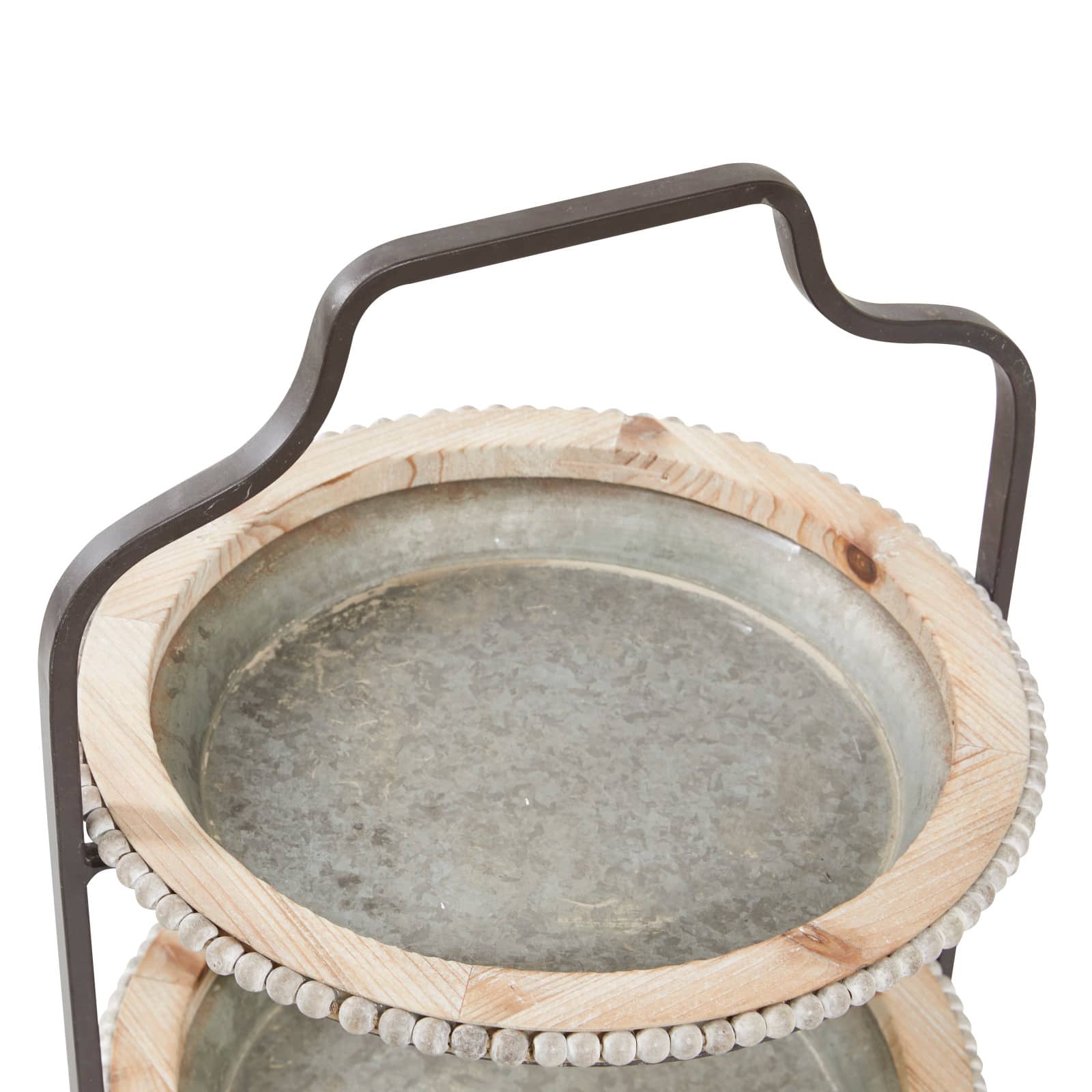 Gray Metal Farmhouse Tiered Server, 20" x 16" x 15"