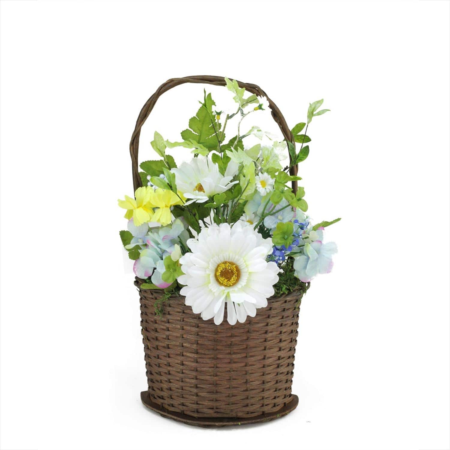 14.5" Lakeside Blue & White Silk Artificial Spring Floral Arrangement