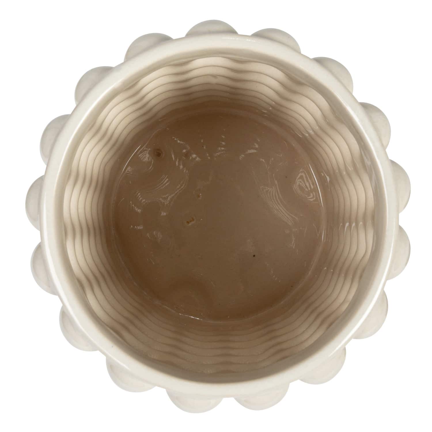 Hello Honey® White Raised Dots Stoneware Canister with Acacia Wood Lid