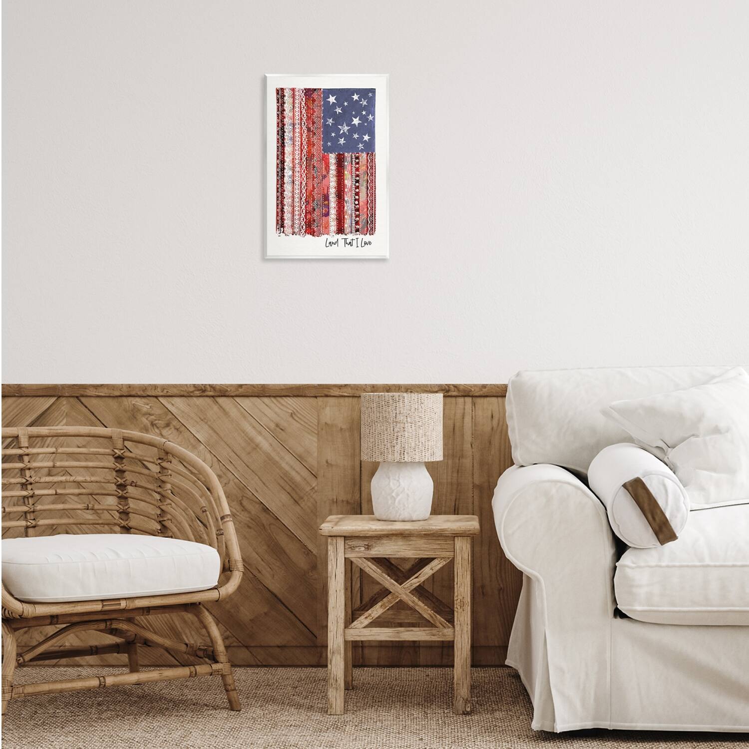 Stupell Industries Land That I Love Phrase Macram� American Flag Wall Plaque Art