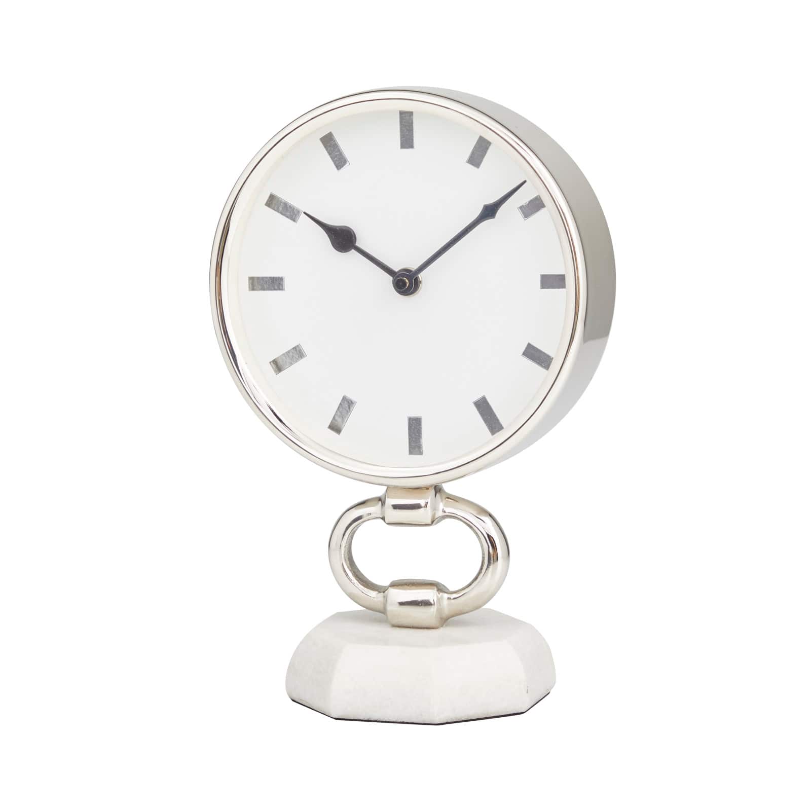 Silver Modern Abstract Clock, 6" x 4" x 10"