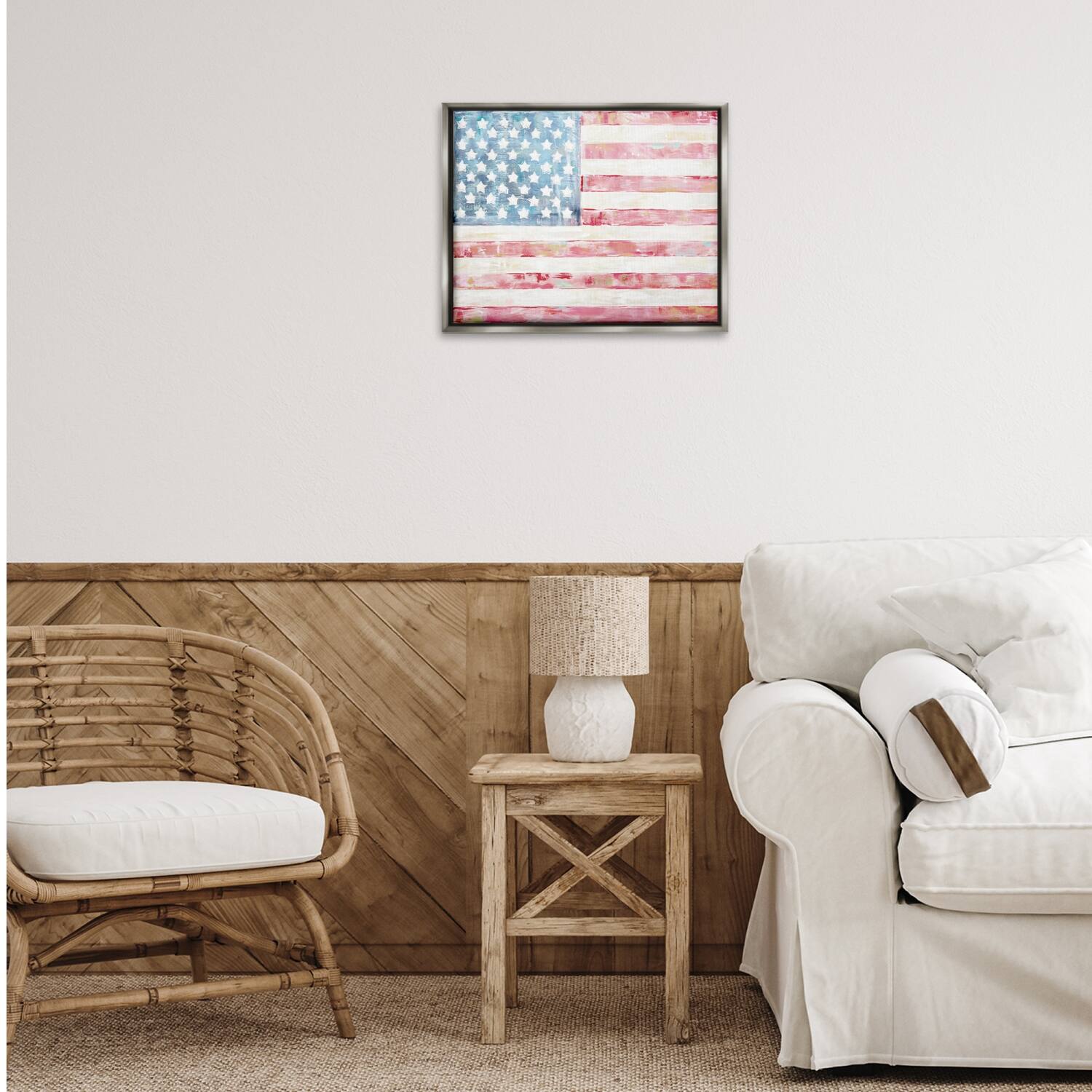 Stupell Industries Patriotic Brushed Flag Floater Framed Art
