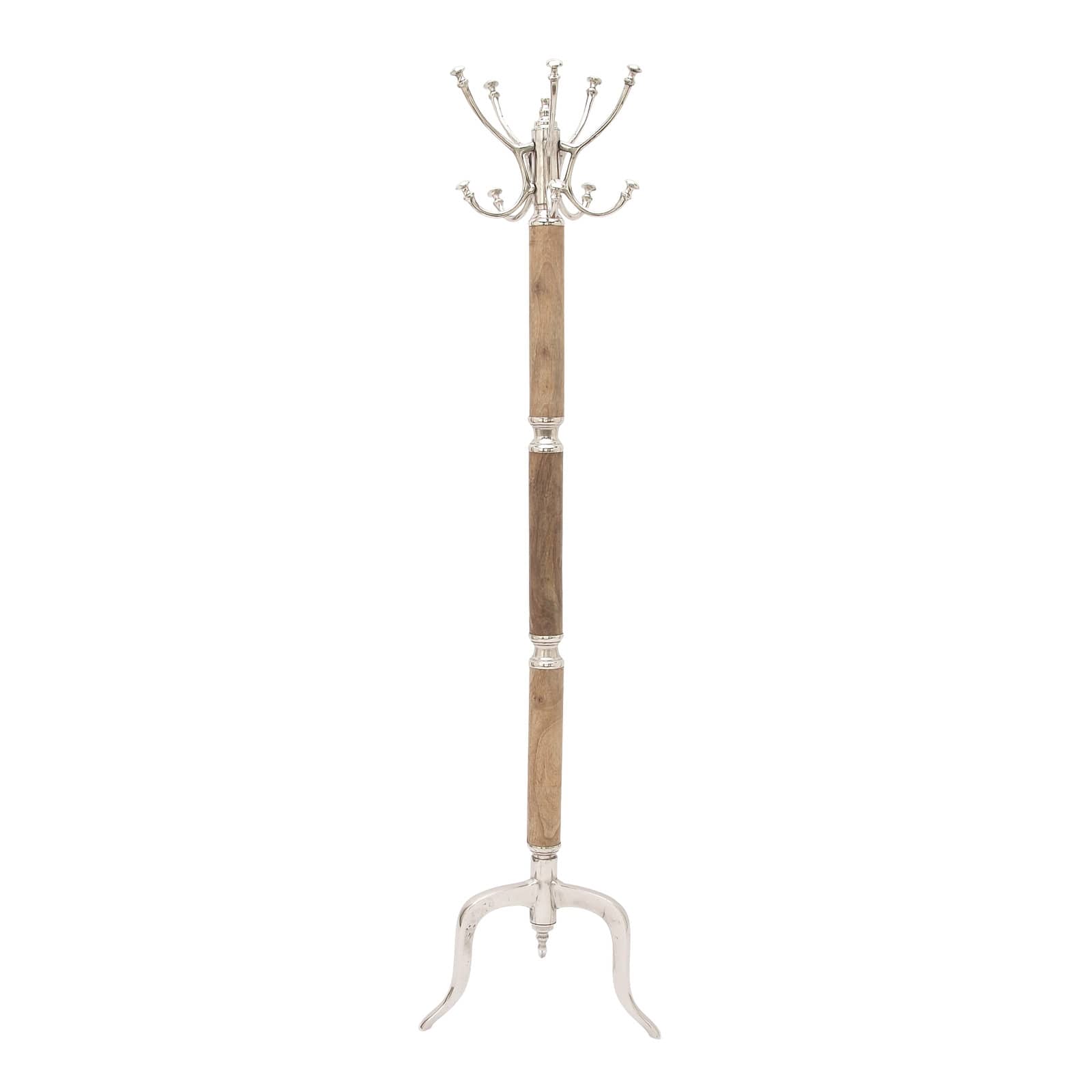 Silver Mango Wood Traditional Coat Rack, 72" x  19" x  19"