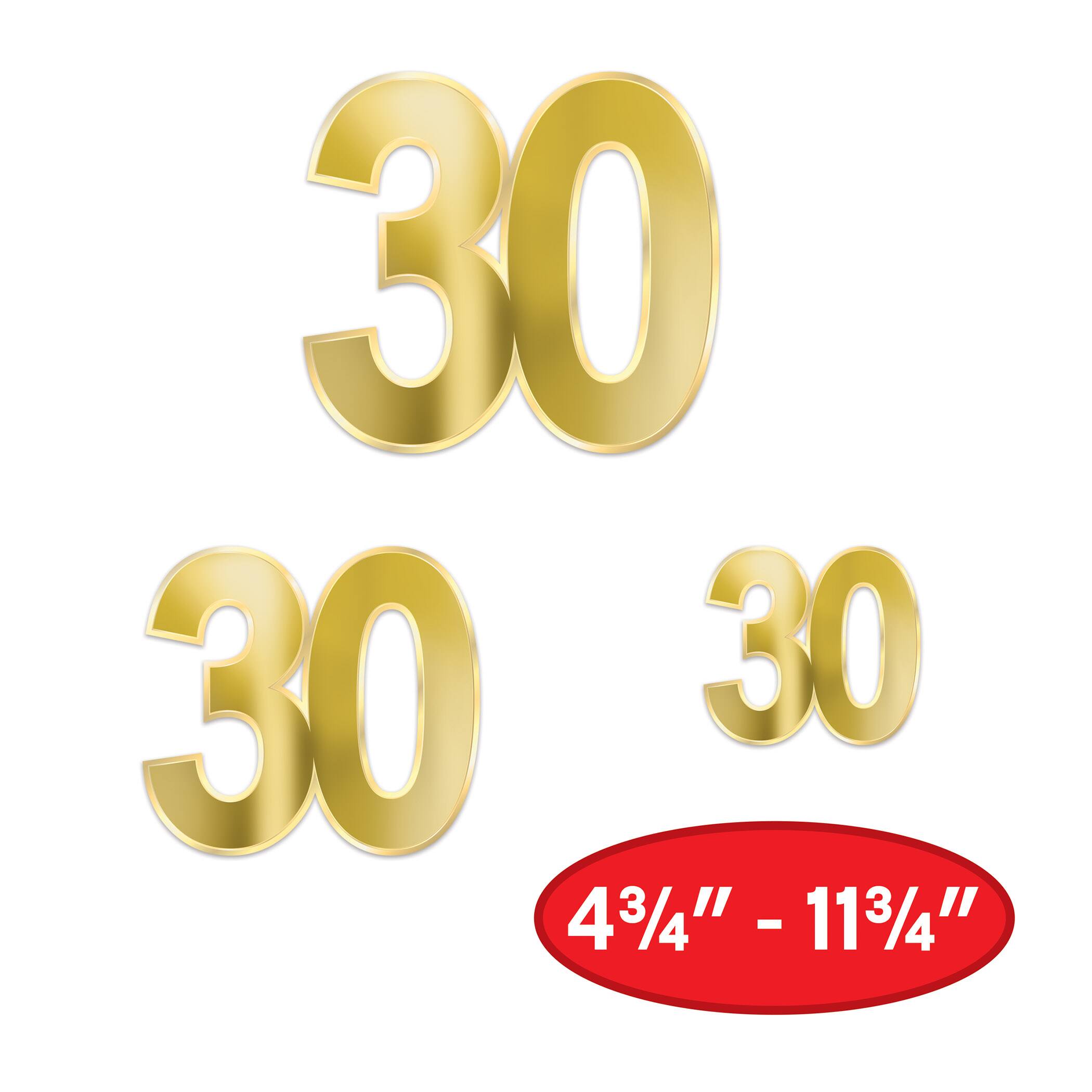 Beistle Gold Foil 30th Birthday Cutouts, 12ct.