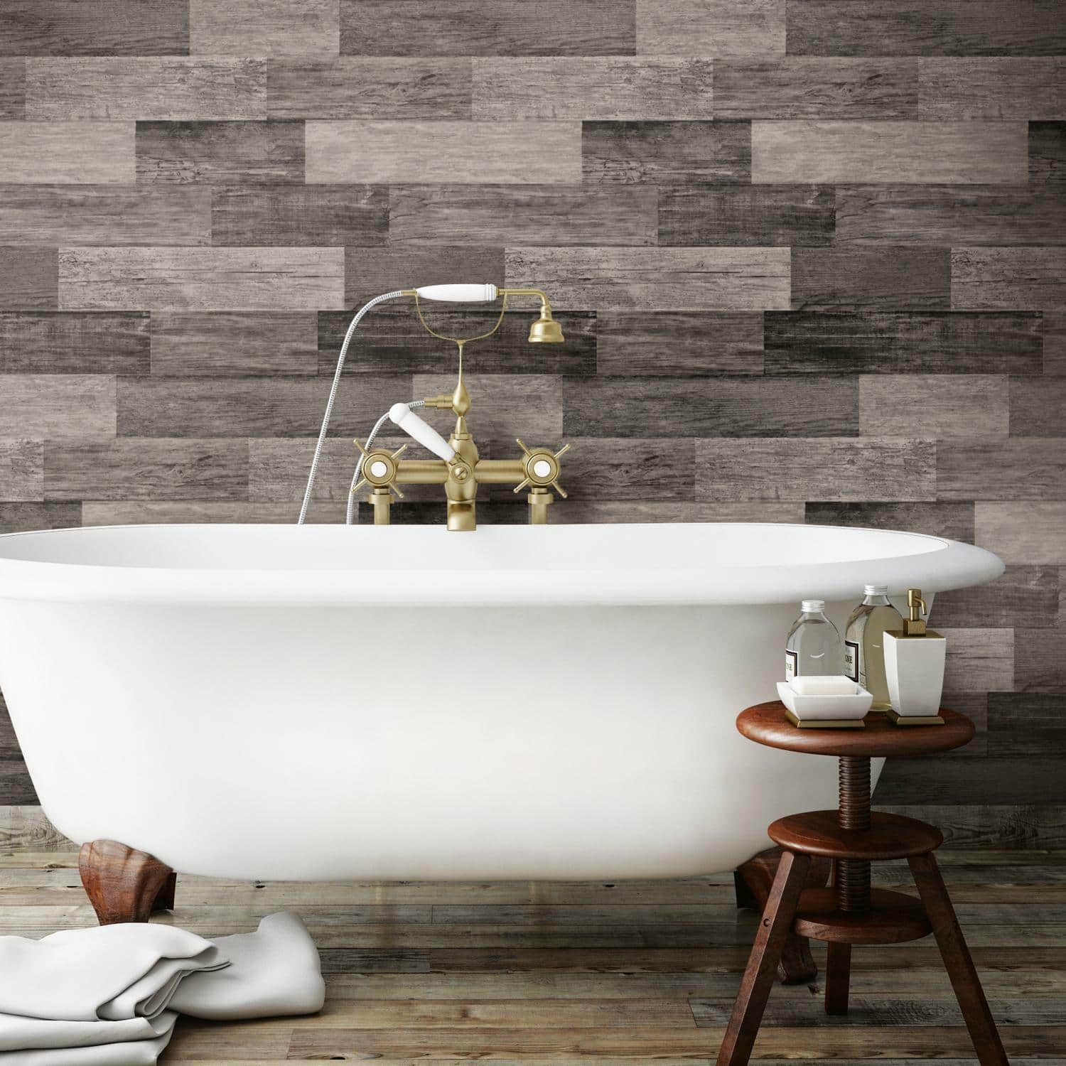 RoomMates Black Weathered Wood Plank Peel & Stick Wallpaper