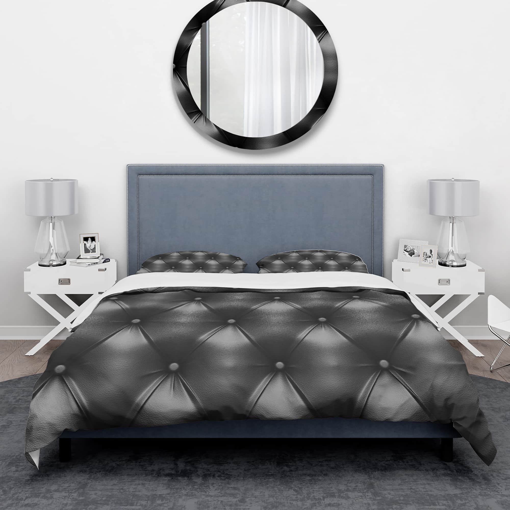 Designart 'Luxury Classic Black Sofa Leather' Modern & Contemporary Bedding Set - Duvet Cover & Shams