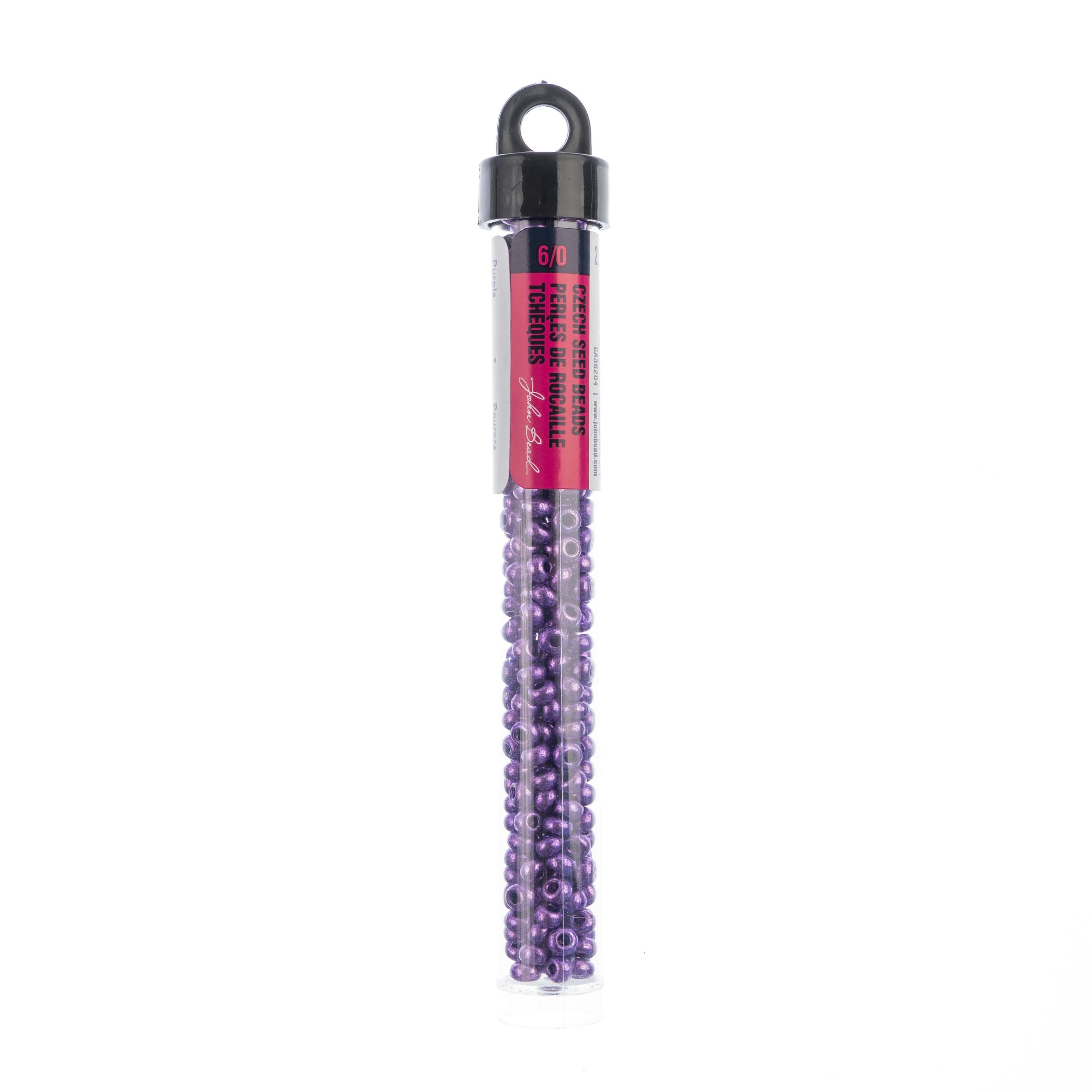 12 Pack: John Bead Purple Metallic Czech Glass Seed Beads, 6/0