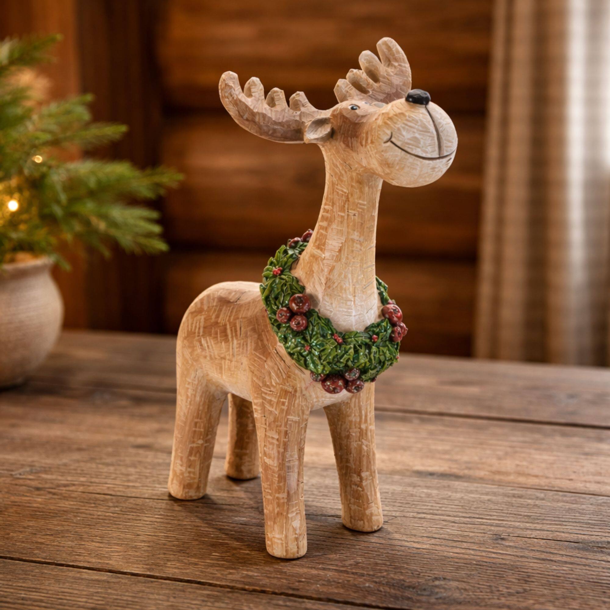 Melrose 11.5" Whimsical Moose with Wreath