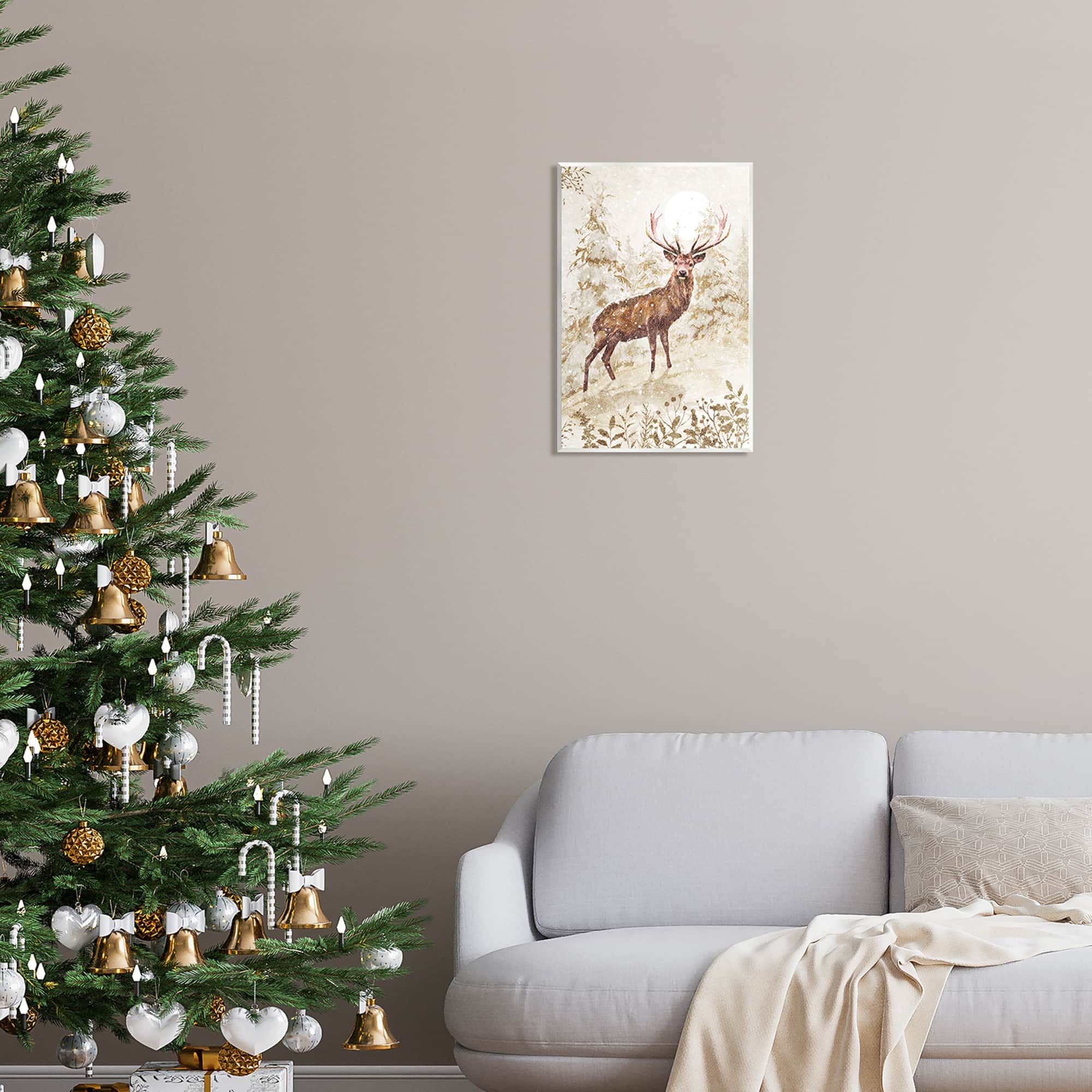 Stupell Industries Elk Snow Covered Forest Wall Plaque Art