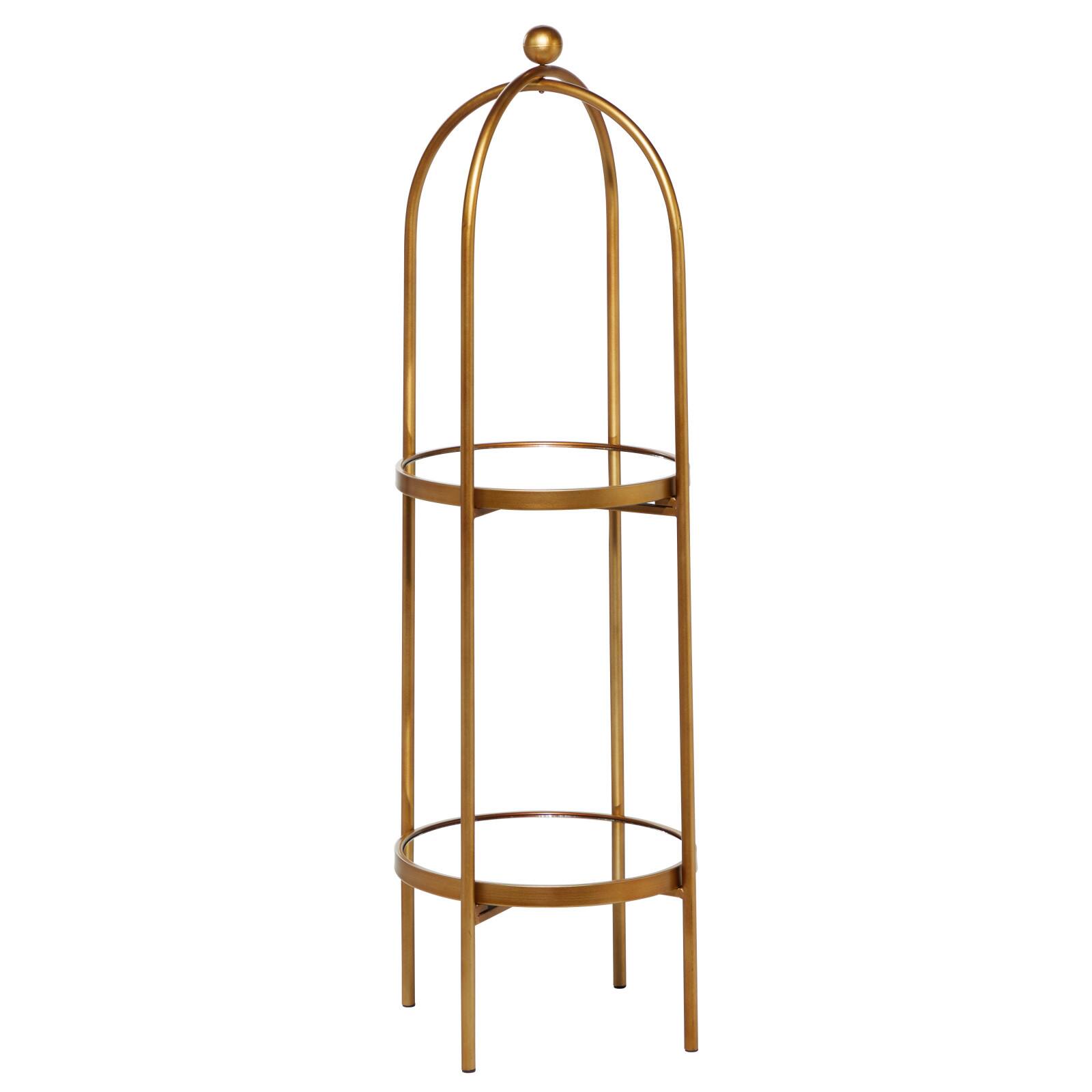 Gold Metal Glam Standing Mirror Shelves, 46" x 16" x 18"