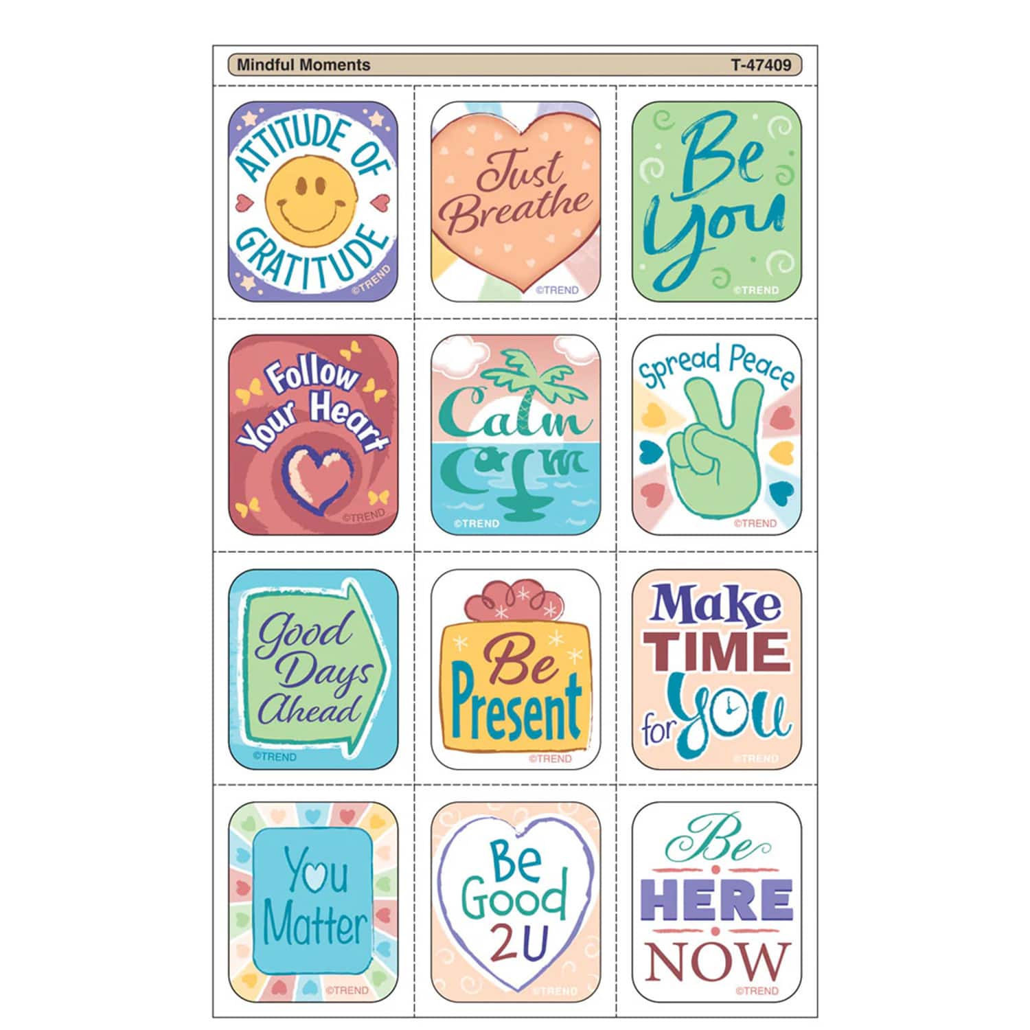 TREND Enterprises® Mindful Moments Tear & Share Stickers™, 6 Packs of 60