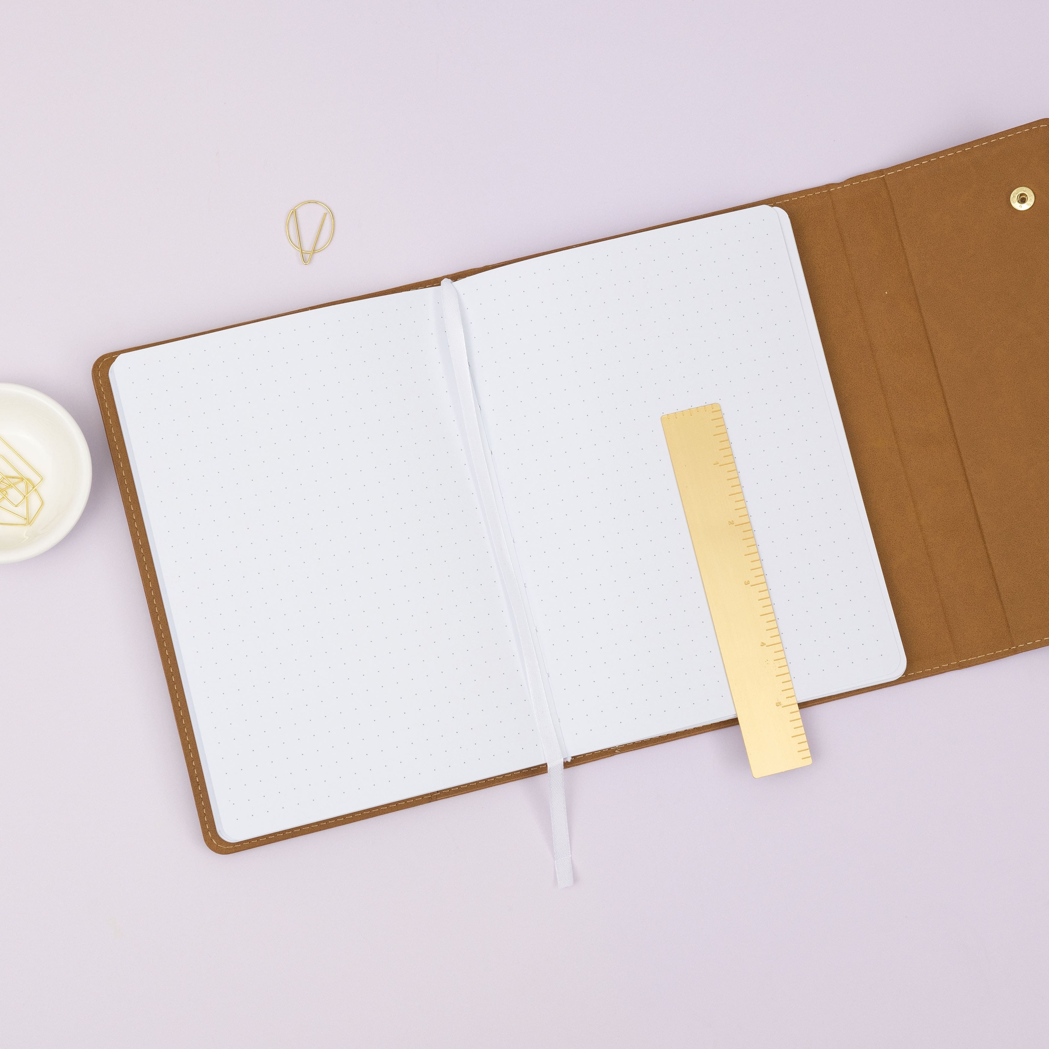 American Crafts™ Brown 6" x 8.25" Point Planner Snap Leatherette with Dot Grid, 120 Sheets