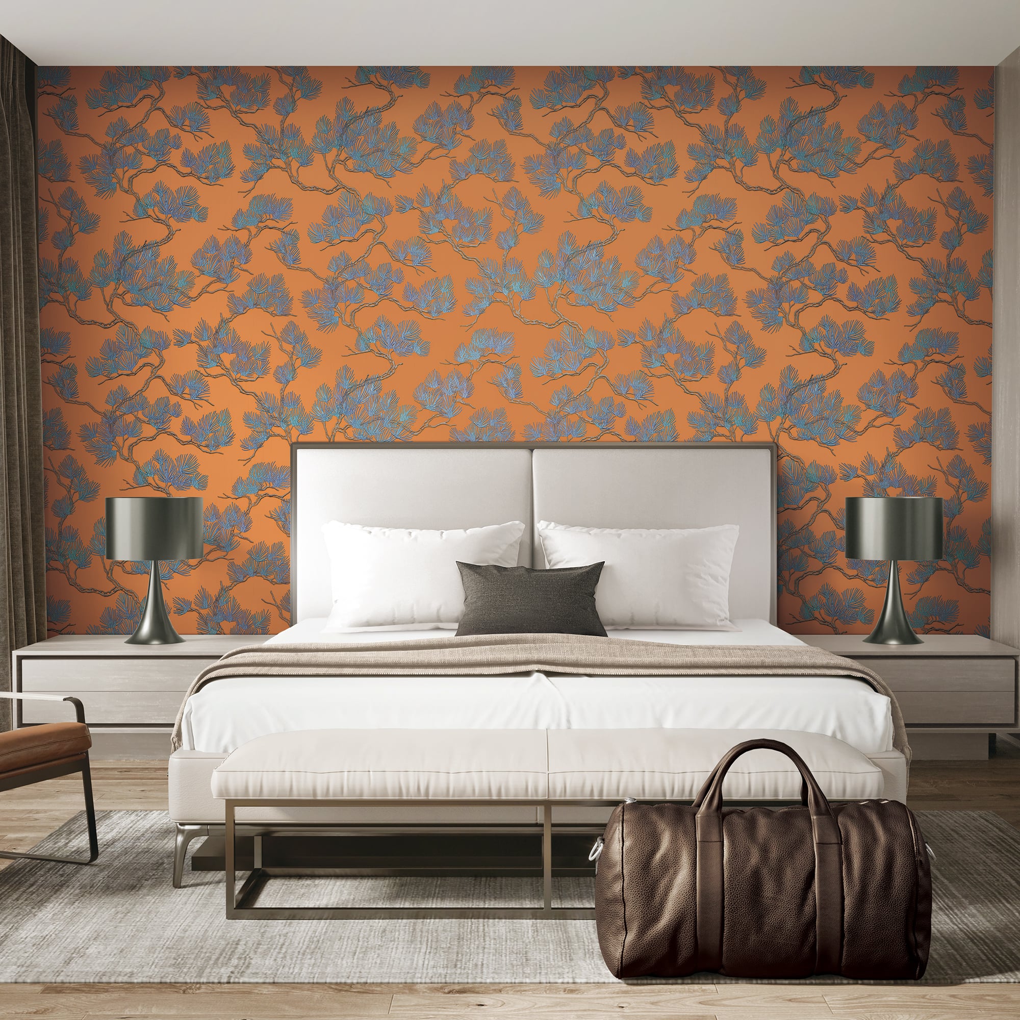 Designs Direct Embroidered Pine Tree Wallpaper