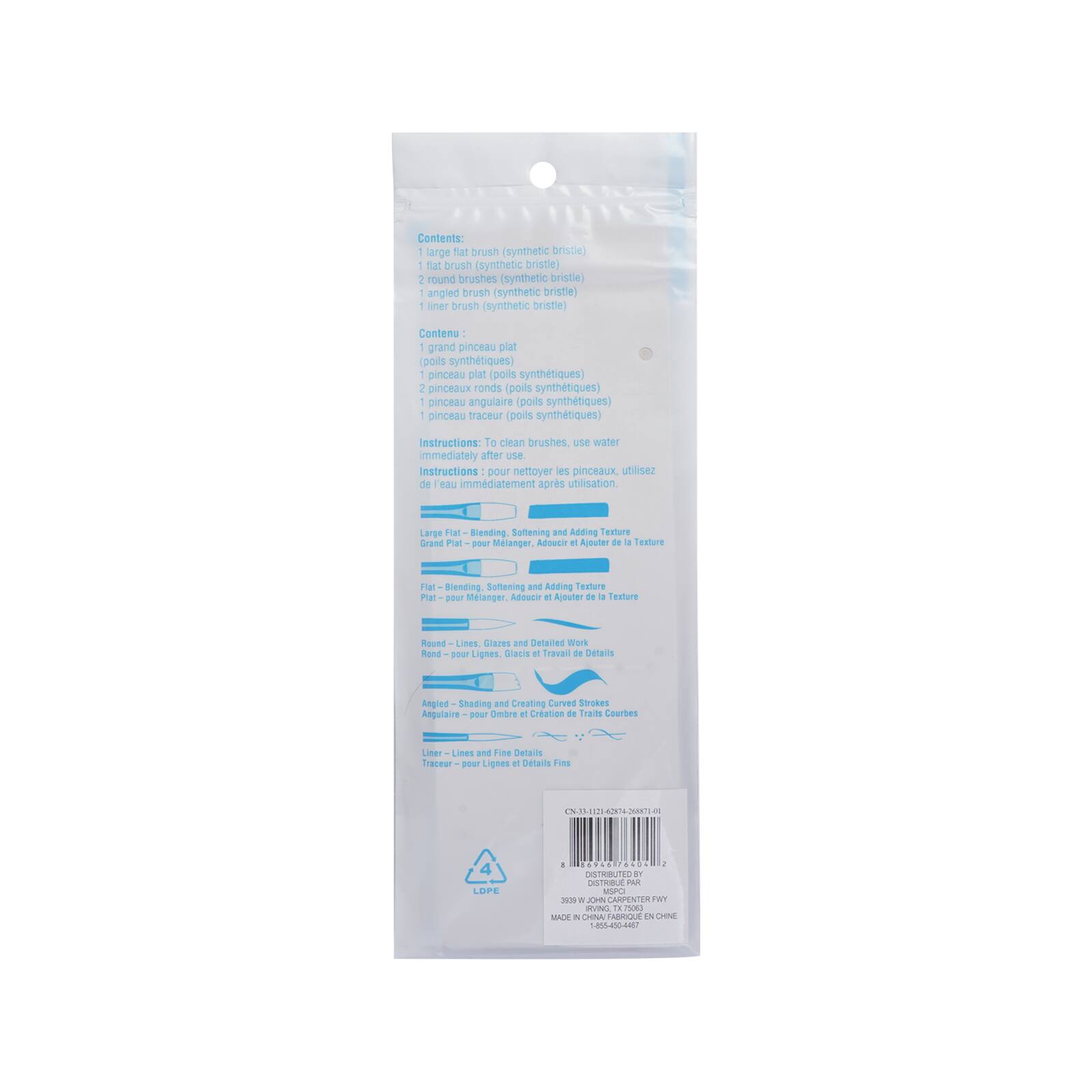 12 Packs: 6 ct. (72 total) Taklon Bristle Paintbrushes by Creatology™