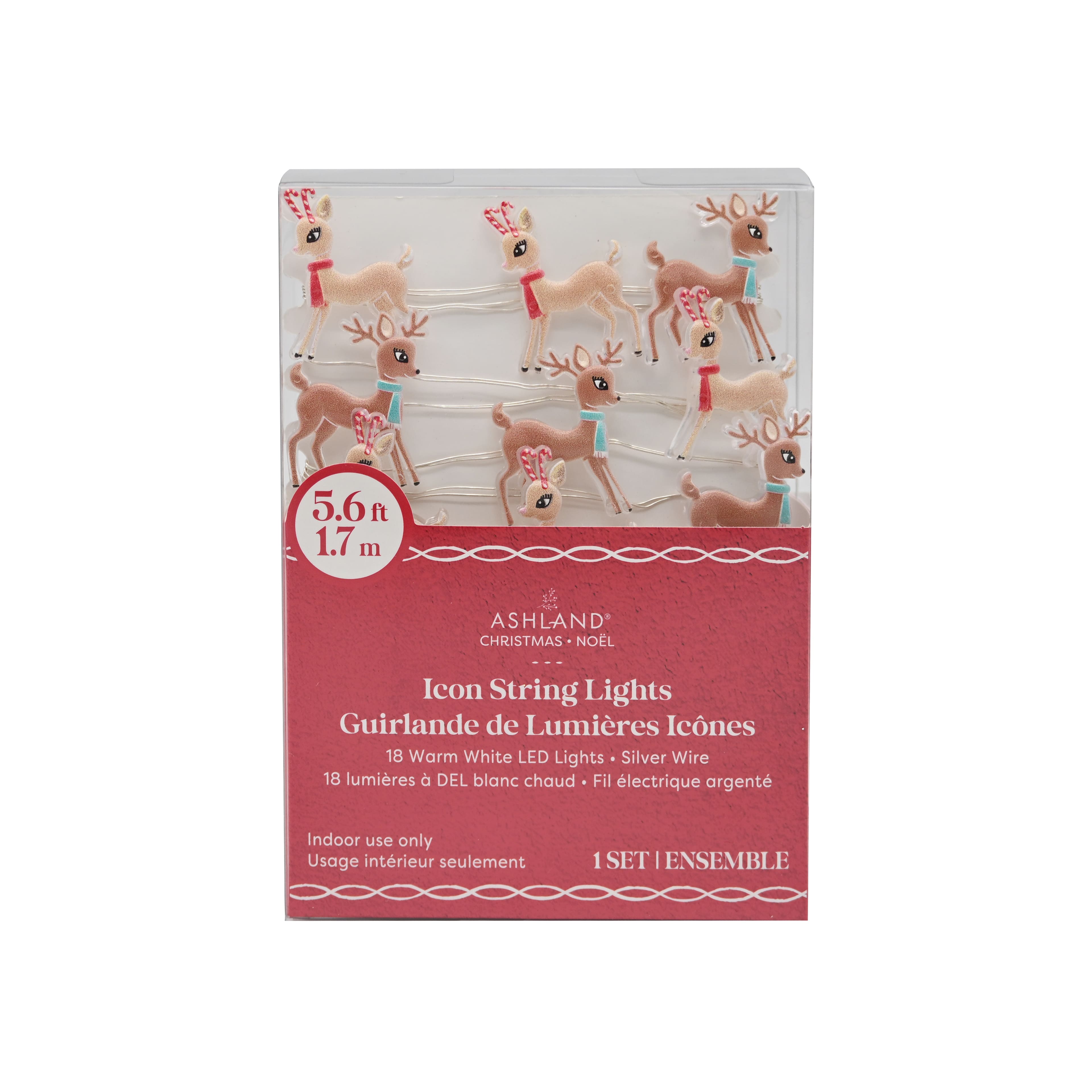 18ct. Warm White LED Reindeer String Lights on Silver Wire by Ashland®