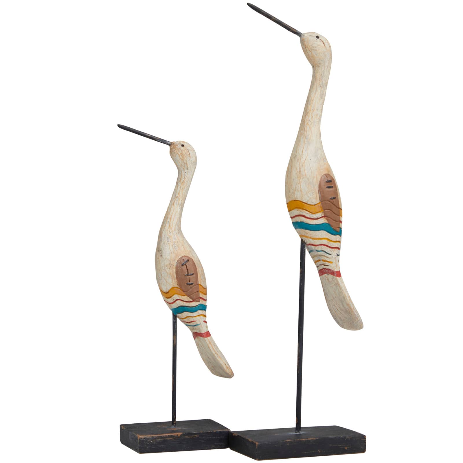 Cream Stone Distressed Carved Bird Sculpture Set