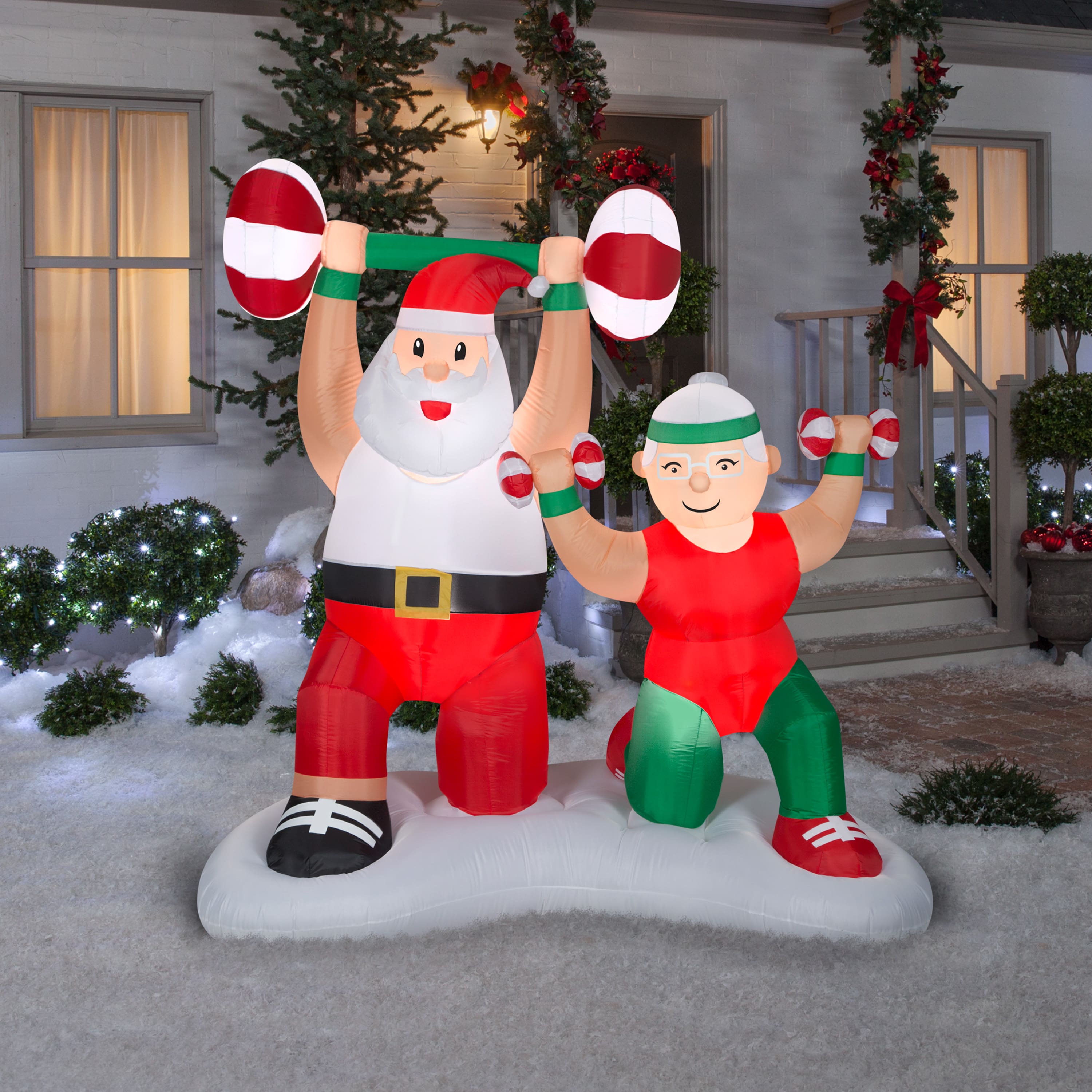 6.5ft. Airblown® Inflatable Christmas Santa & Mrs. Claus Workout Scene