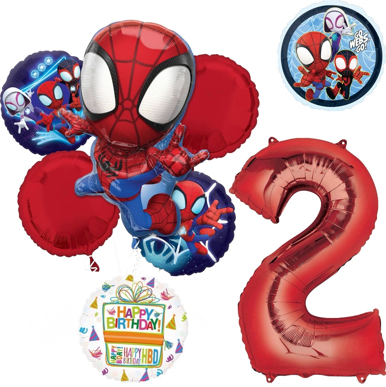 Spidey and Friends Birthday 8-Piece Foil Balloon Bouquet