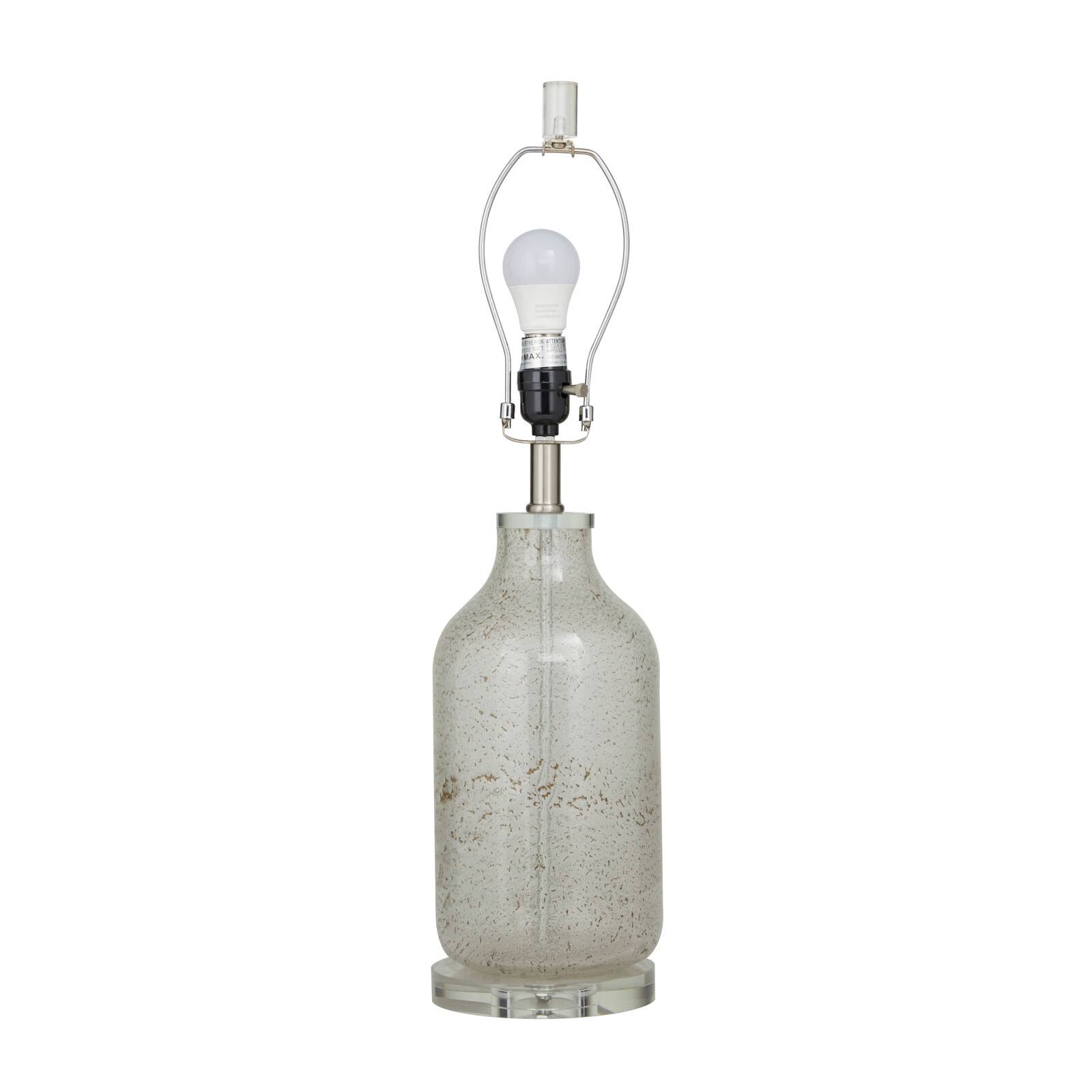 Gray Glass Table Lamp with Drum Shade Set of 2 15", 25"