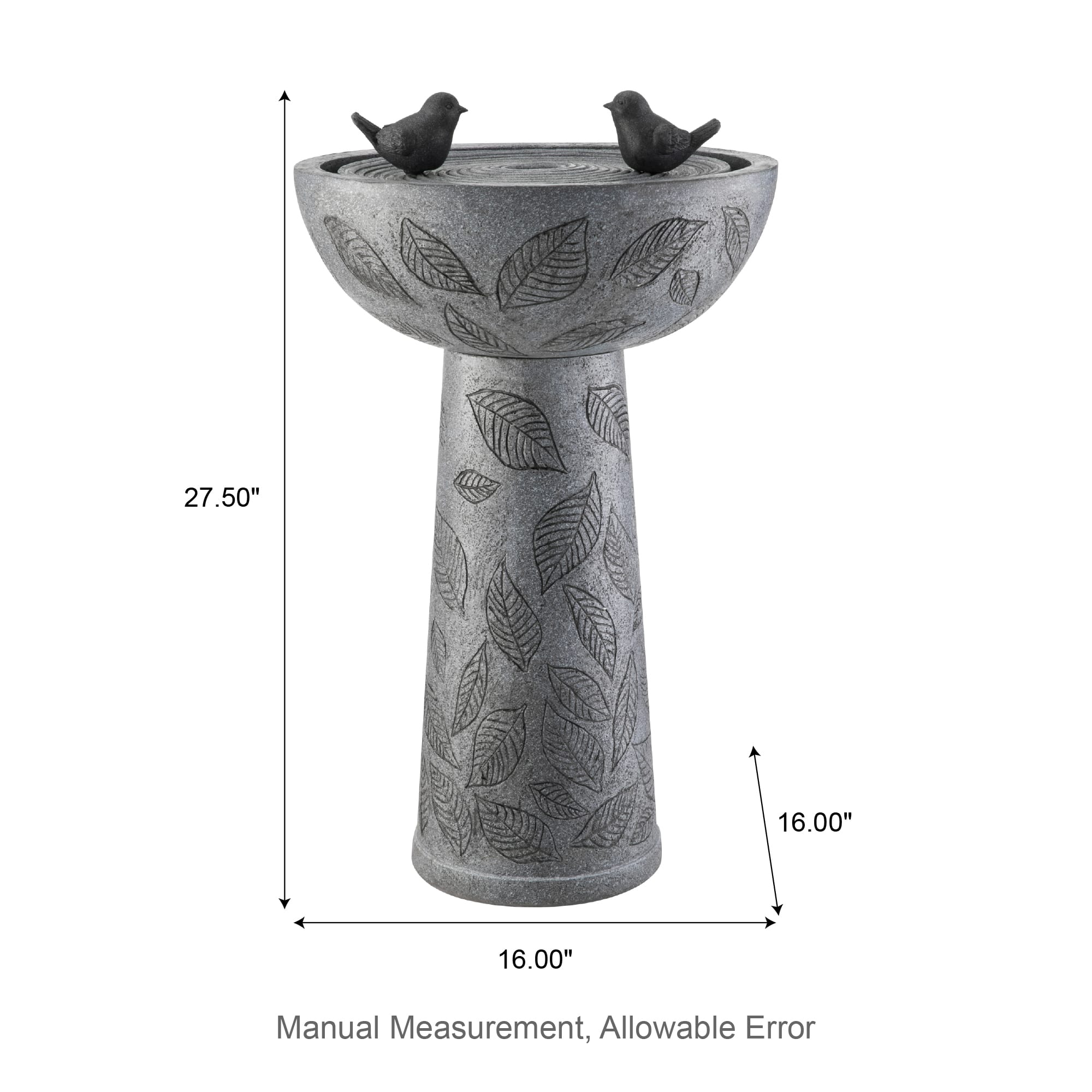 Glitzhome® 27.5" LED Birdbath Outdoor Fountain with Birds