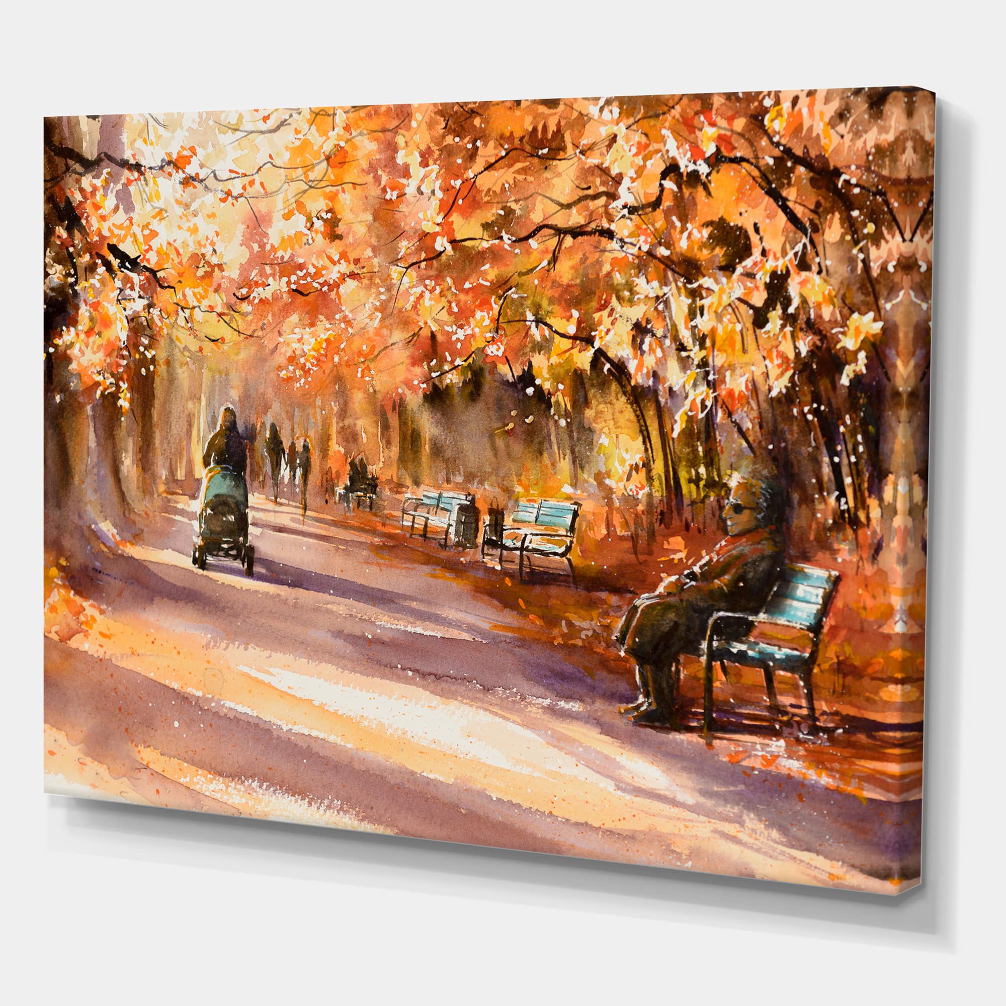 Designart - Road In The Park In Sunny Autumn Day
